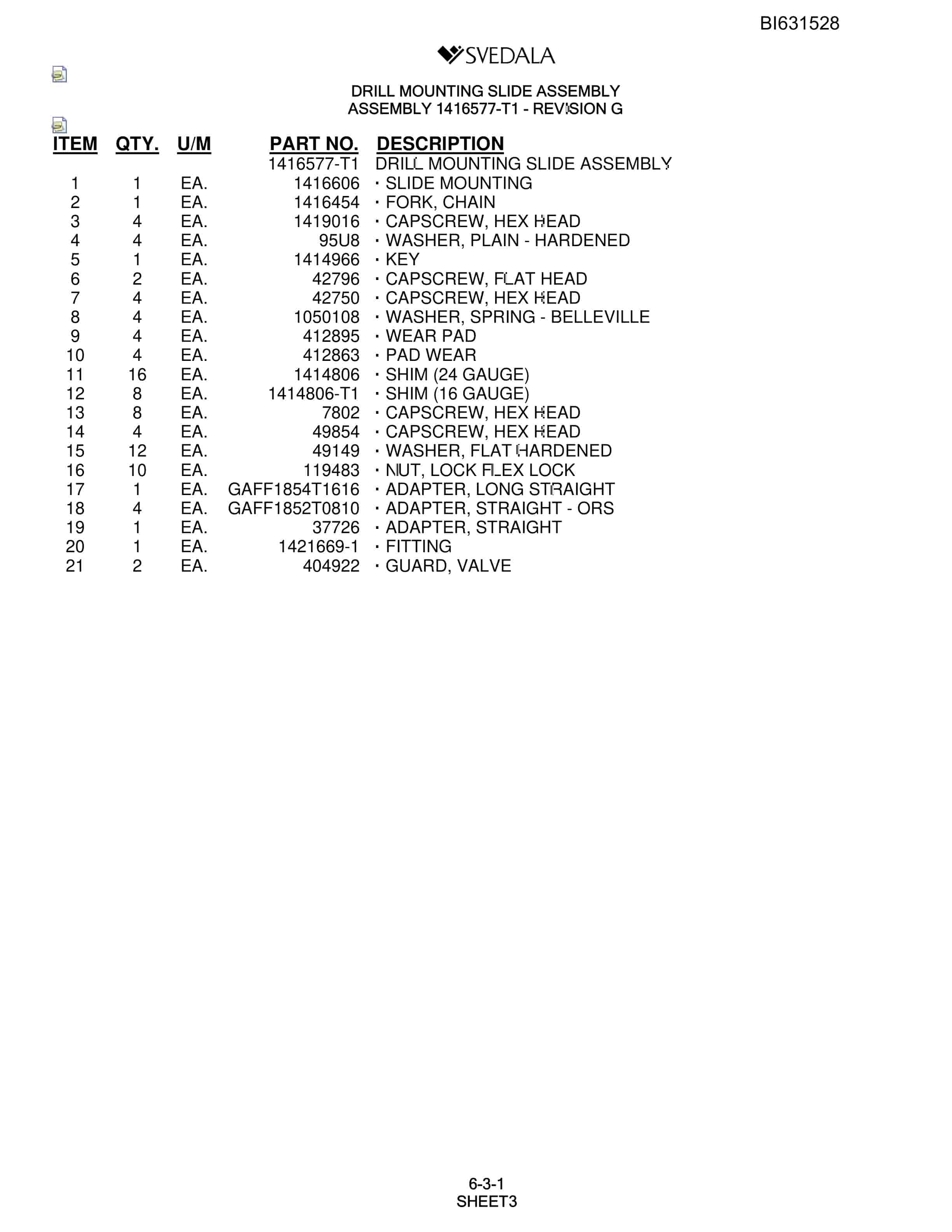 Bucyrus SCH5000 Parts Catalog BI631528-2
