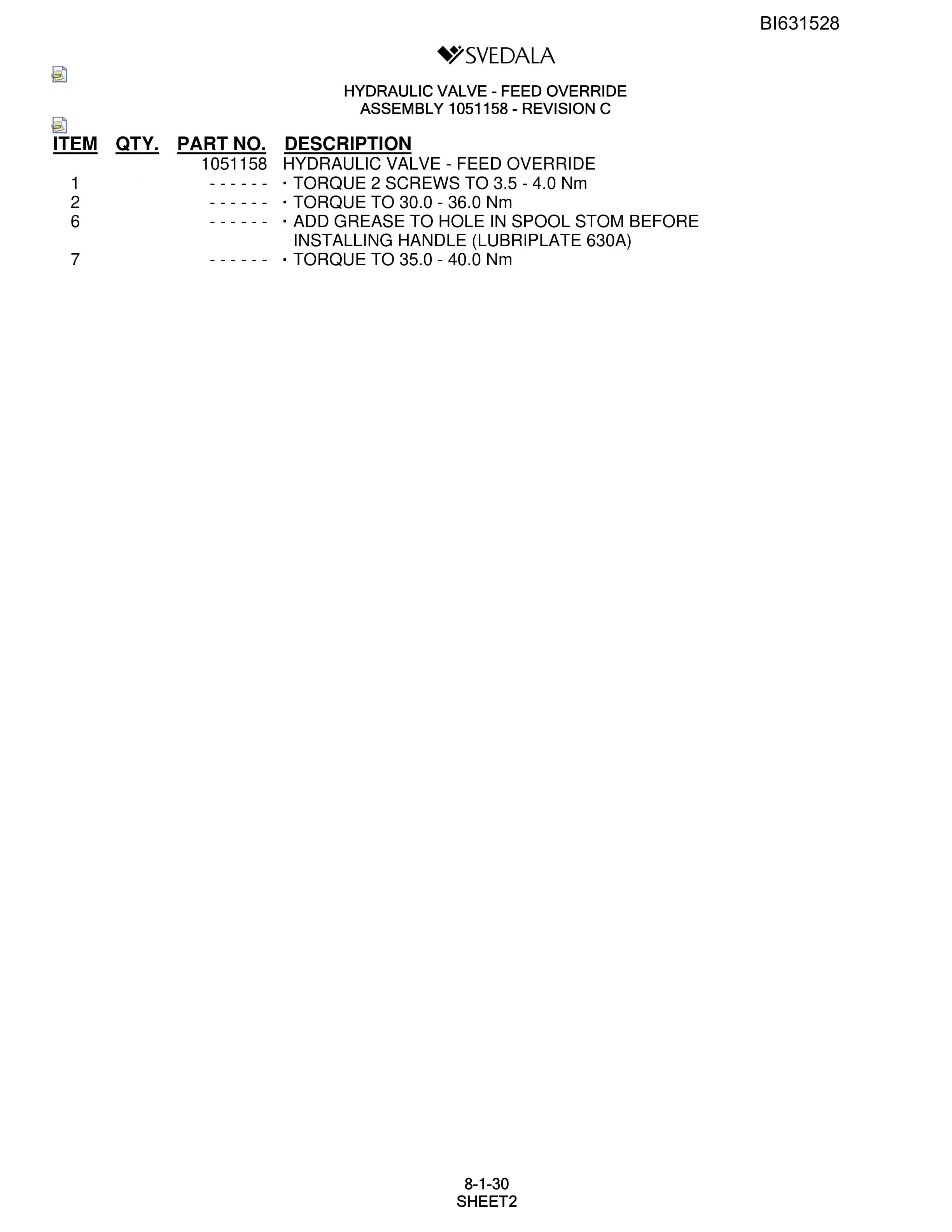 Bucyrus SCH5000 Parts Catalog BI631528-4