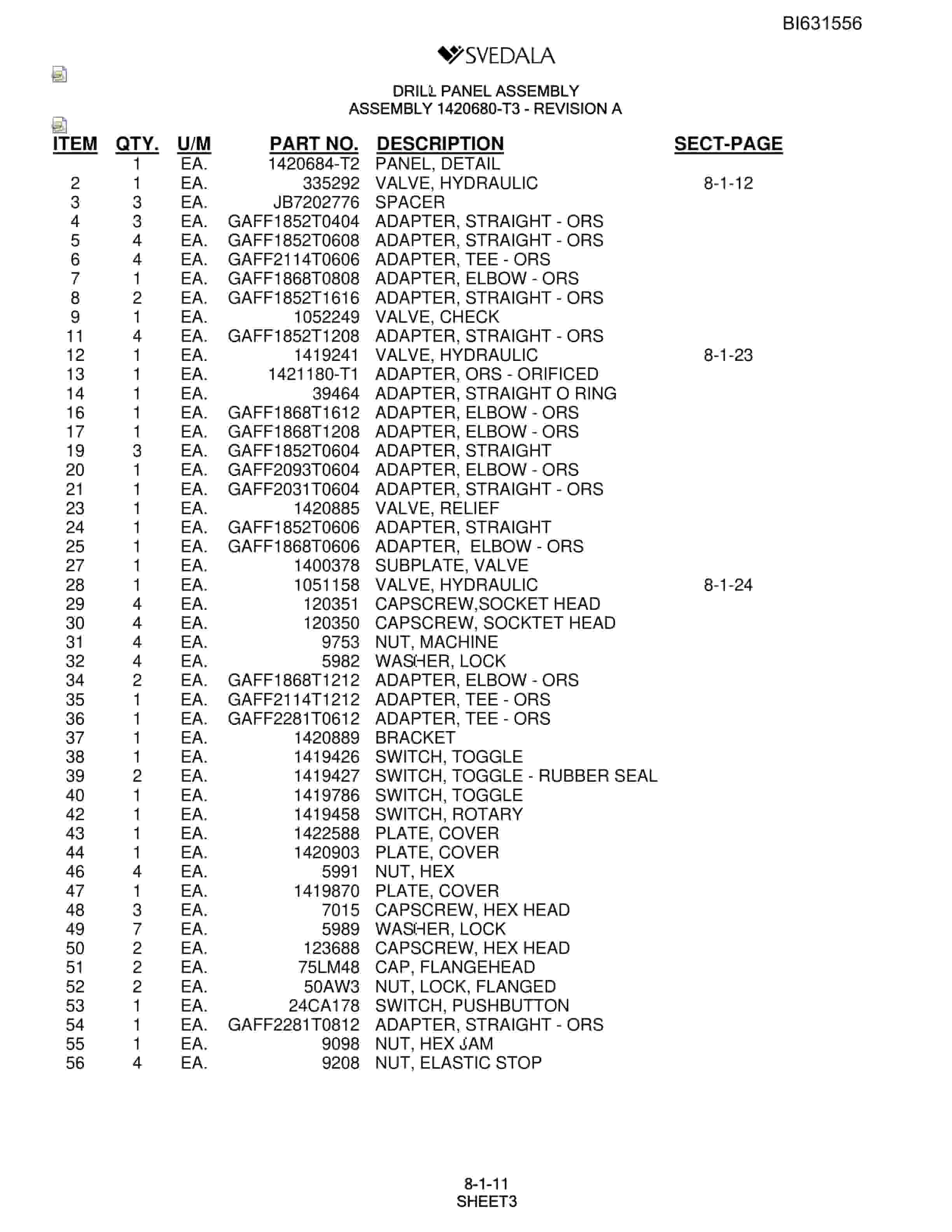 Bucyrus SCH5000 Parts Catalog BI631556-3