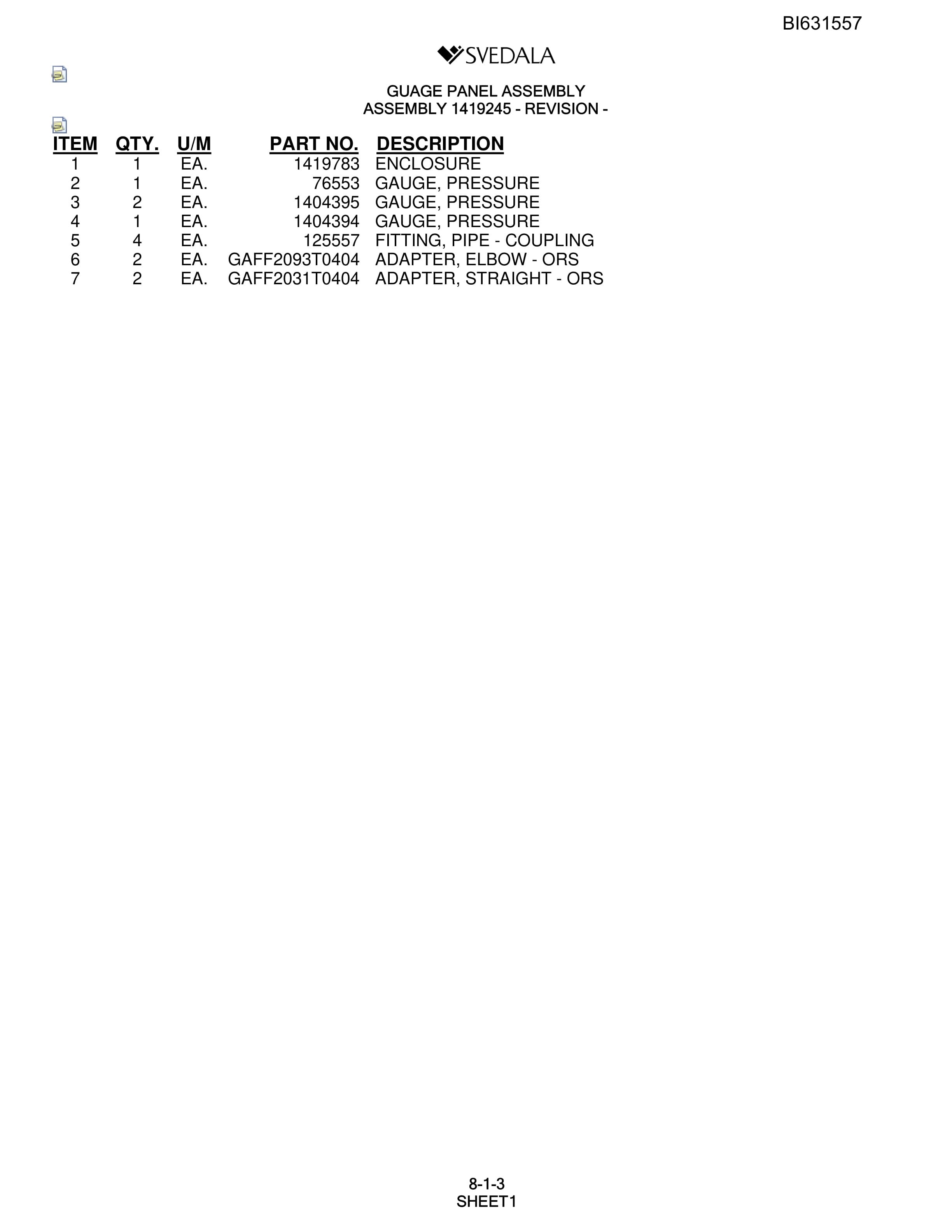 Bucyrus SCH5000 Parts Catalog BI631557-3