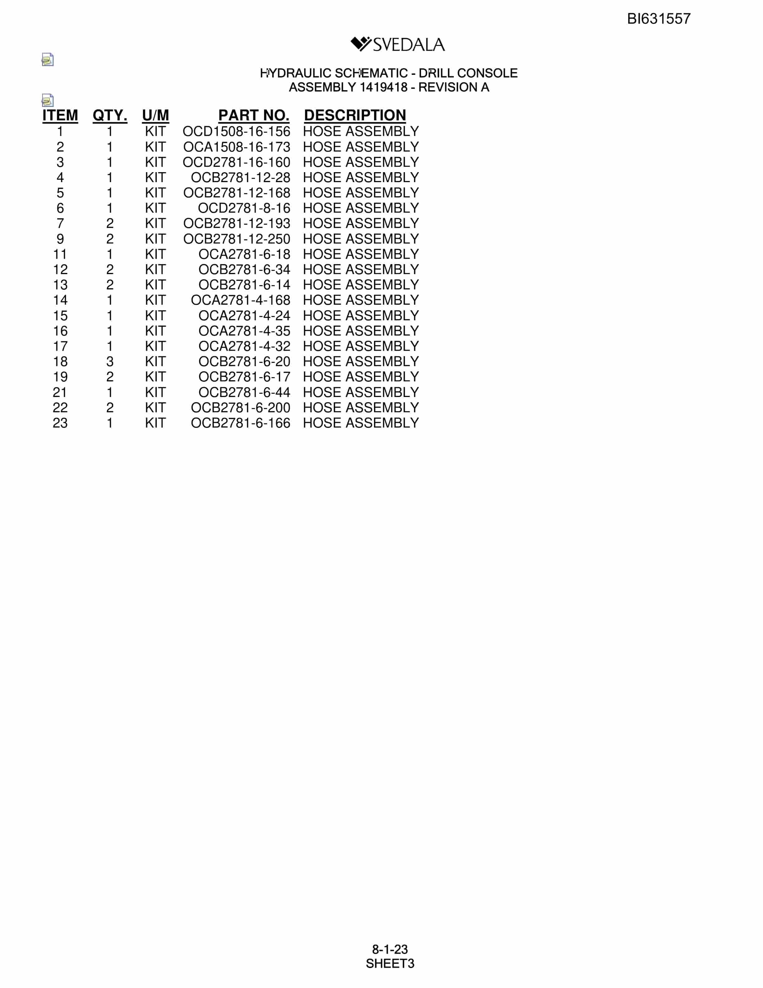 Bucyrus SCH5000 Parts Catalog BI631557-5