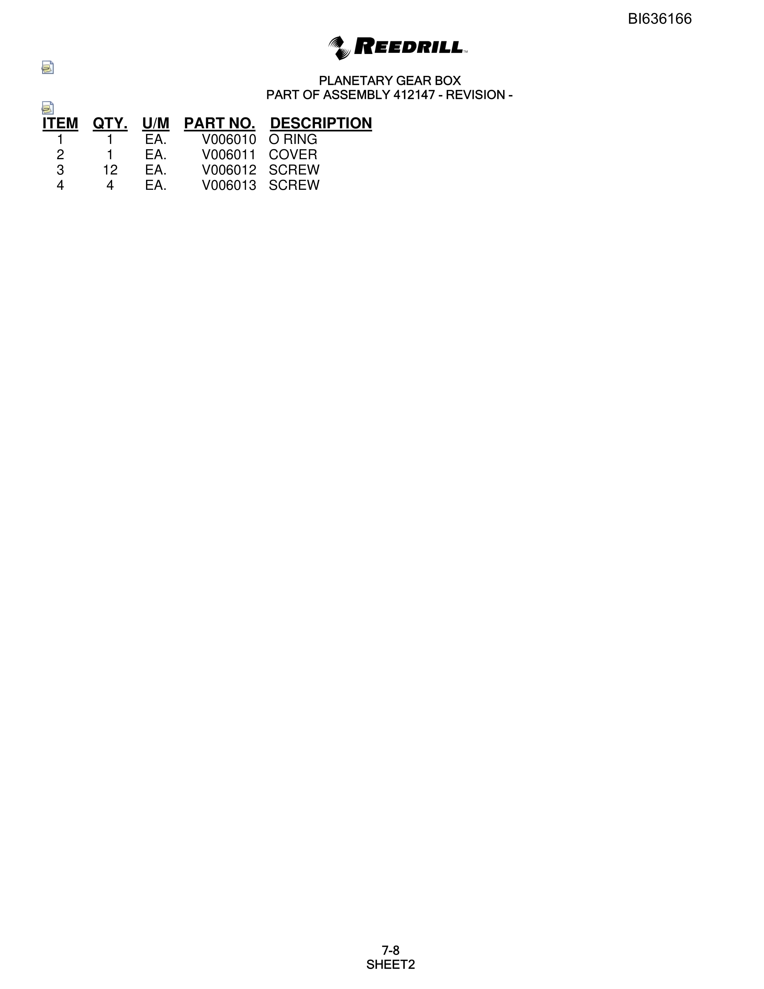 Bucyrus SCH5000 Parts Catalog BI636166-2