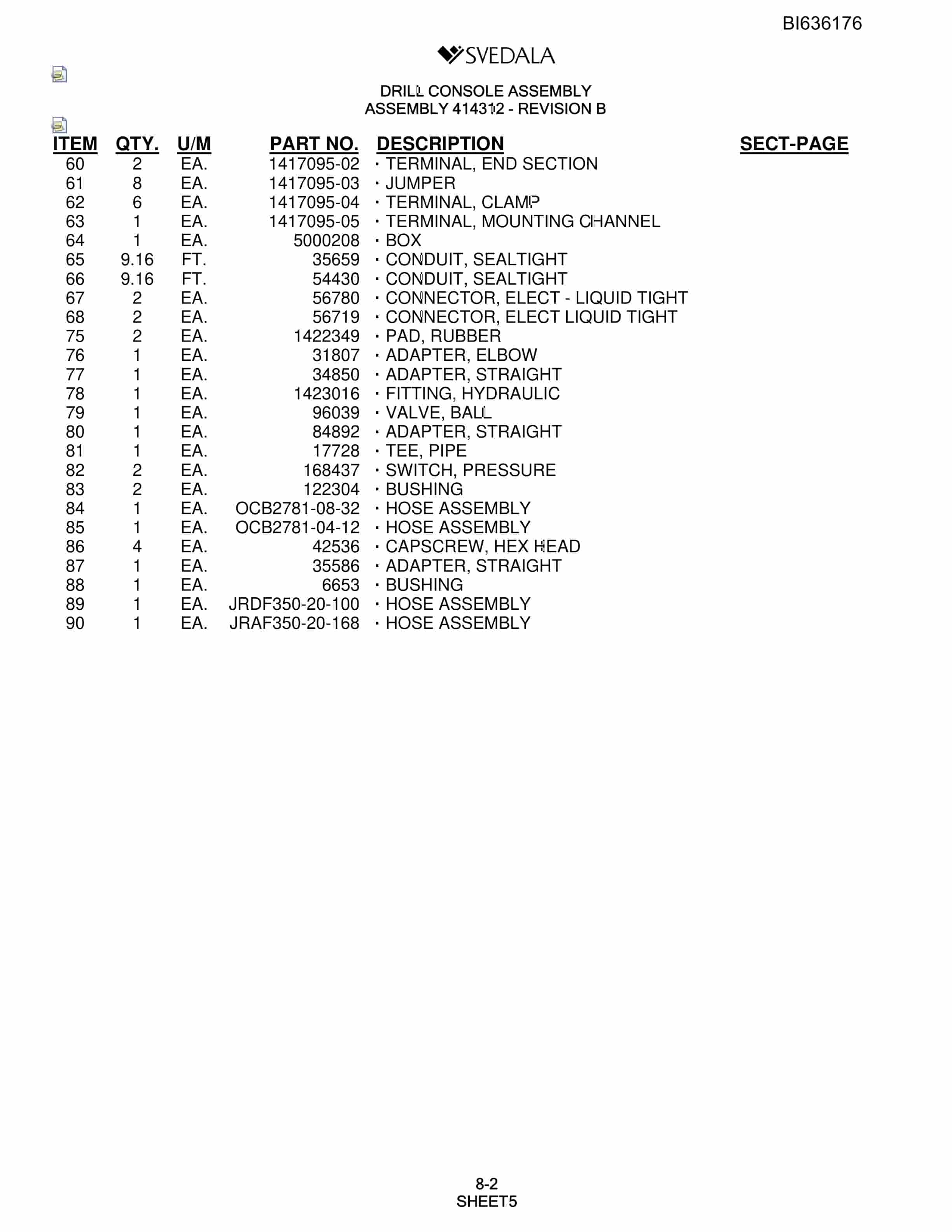 Bucyrus SCH5000 Parts Catalog BI636176-3
