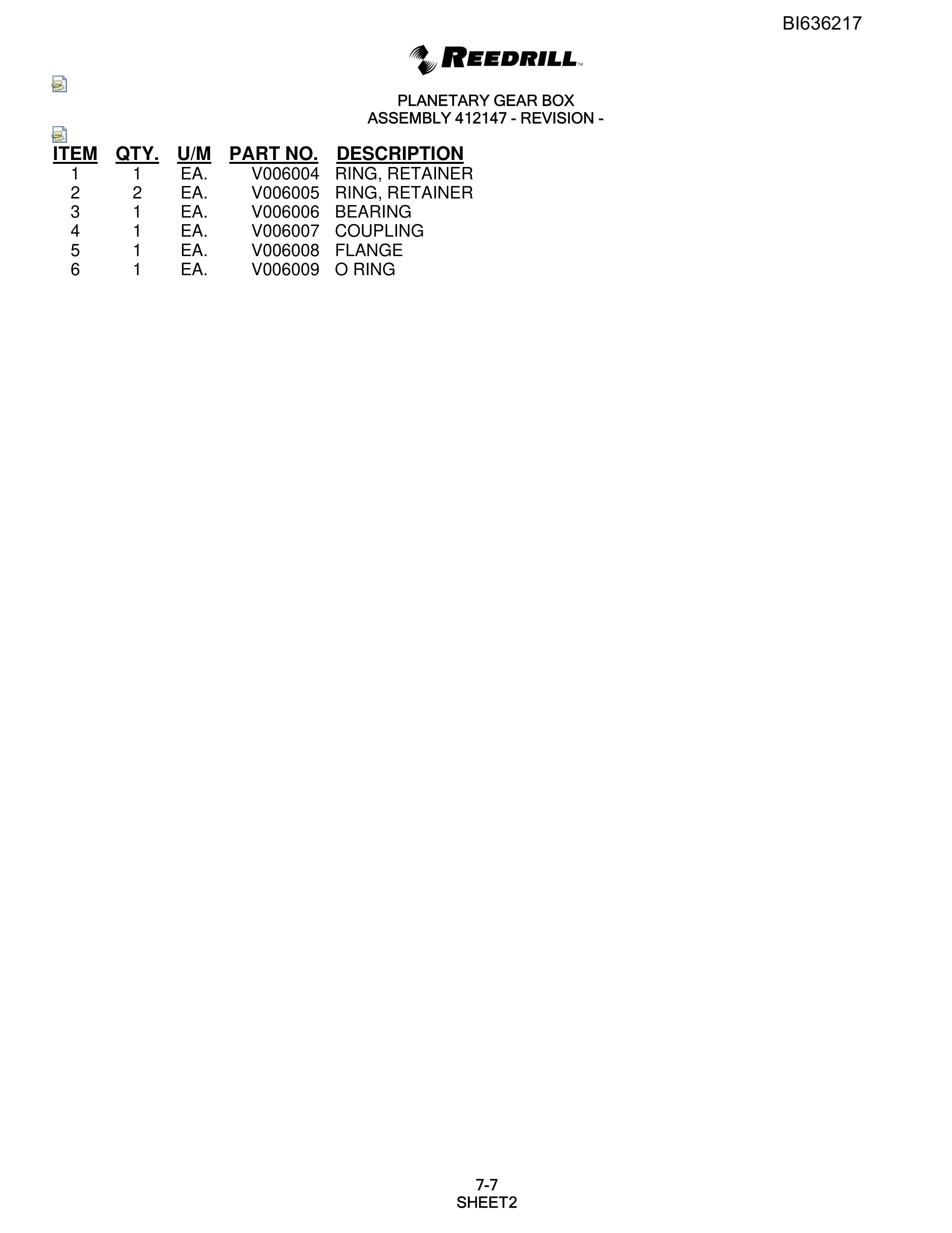 Bucyrus SCH5000 Parts Catalog BI636217-2