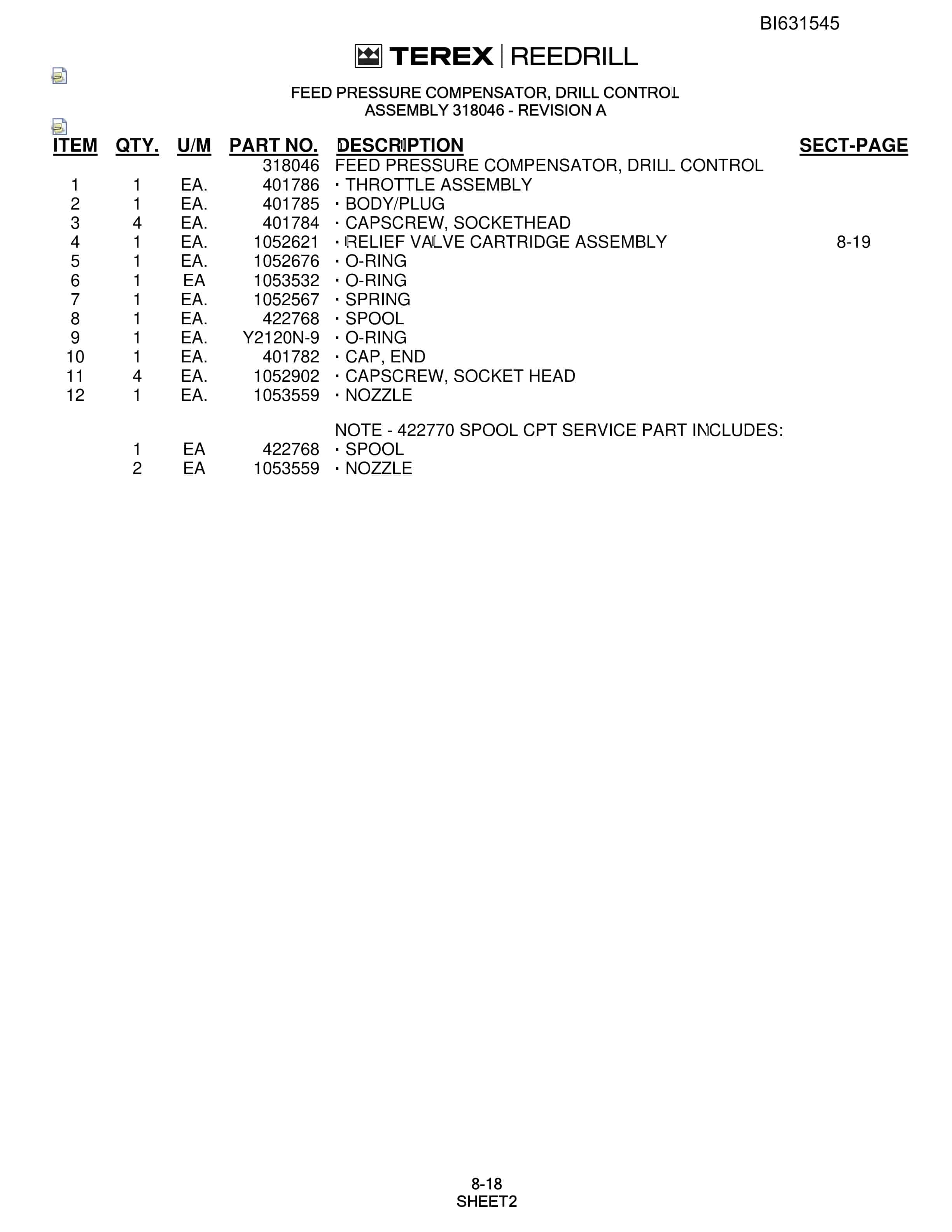 Bucyrus SCH5000C Hydra-Tracs Self-Contained Hydraulic Track Drills Parts Catalog BI631545-3
