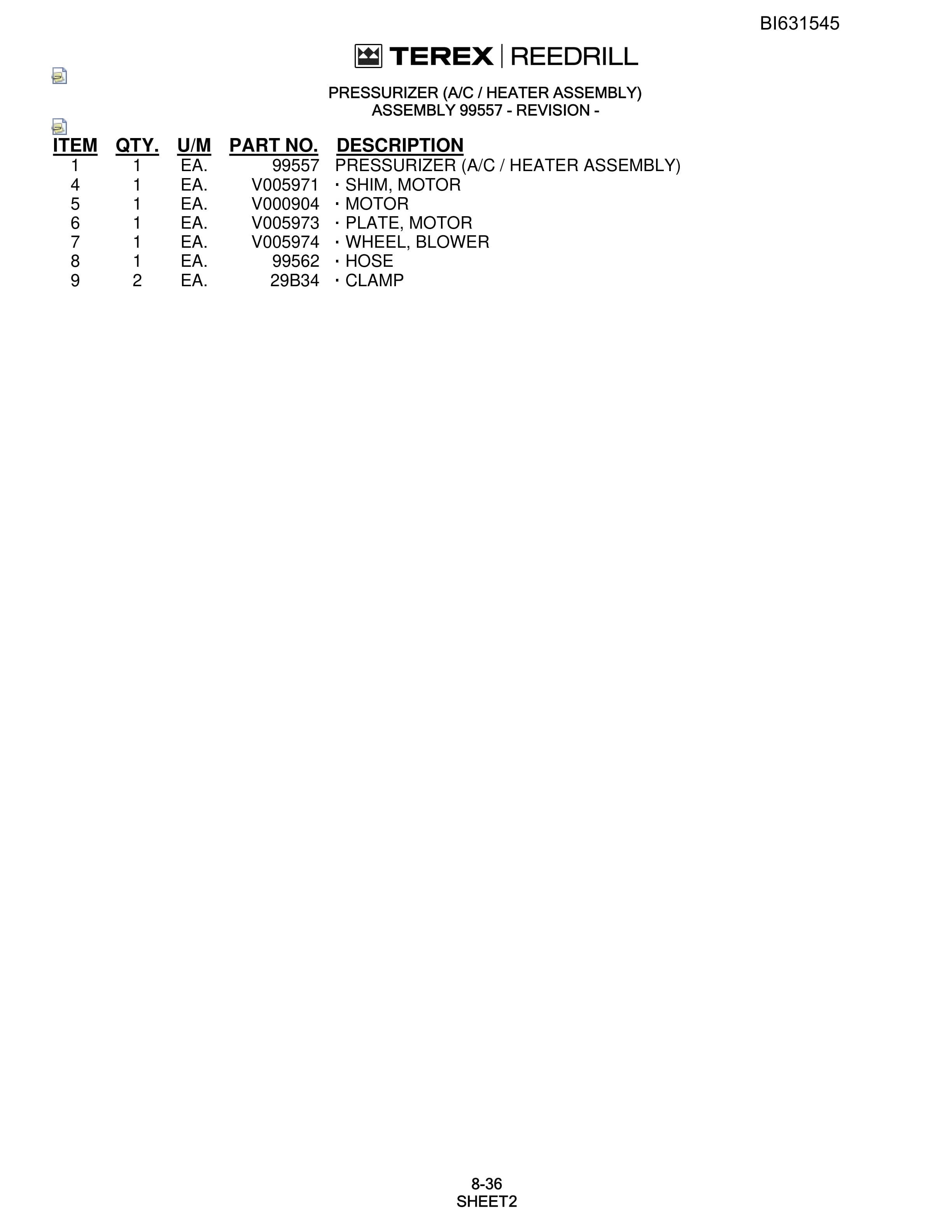 Bucyrus SCH5000C Hydra-Tracs Self-Contained Hydraulic Track Drills Parts Catalog BI631545-4