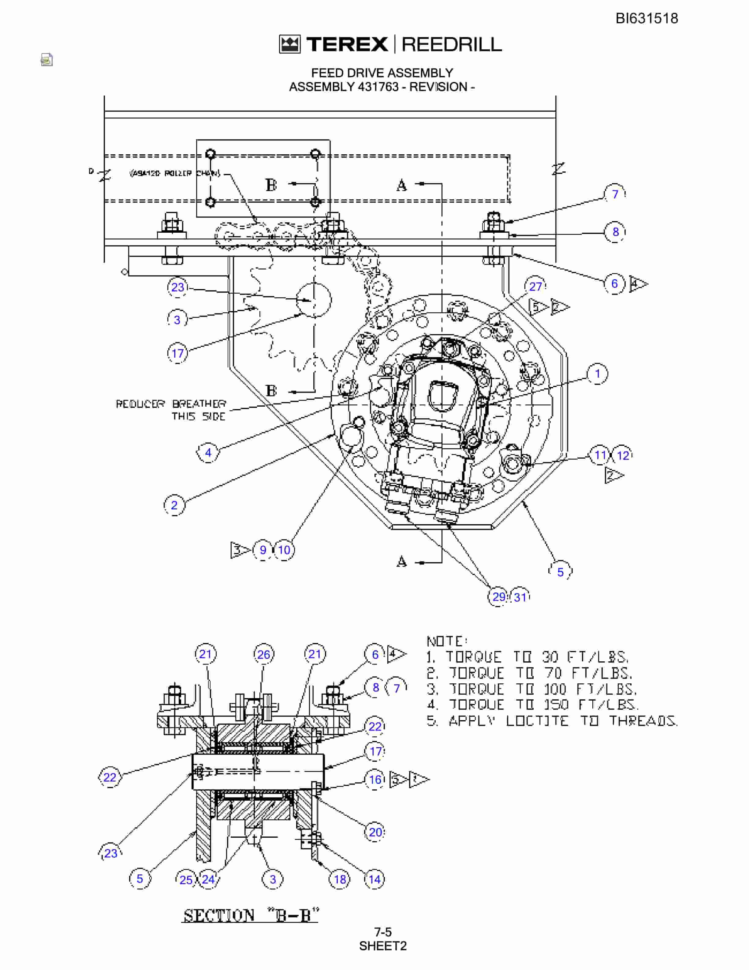 Bucyrus SCH5000CL Hydra-Tracs Self-Contained Hydraulic Track Drills Parts Catalog BI631518-2