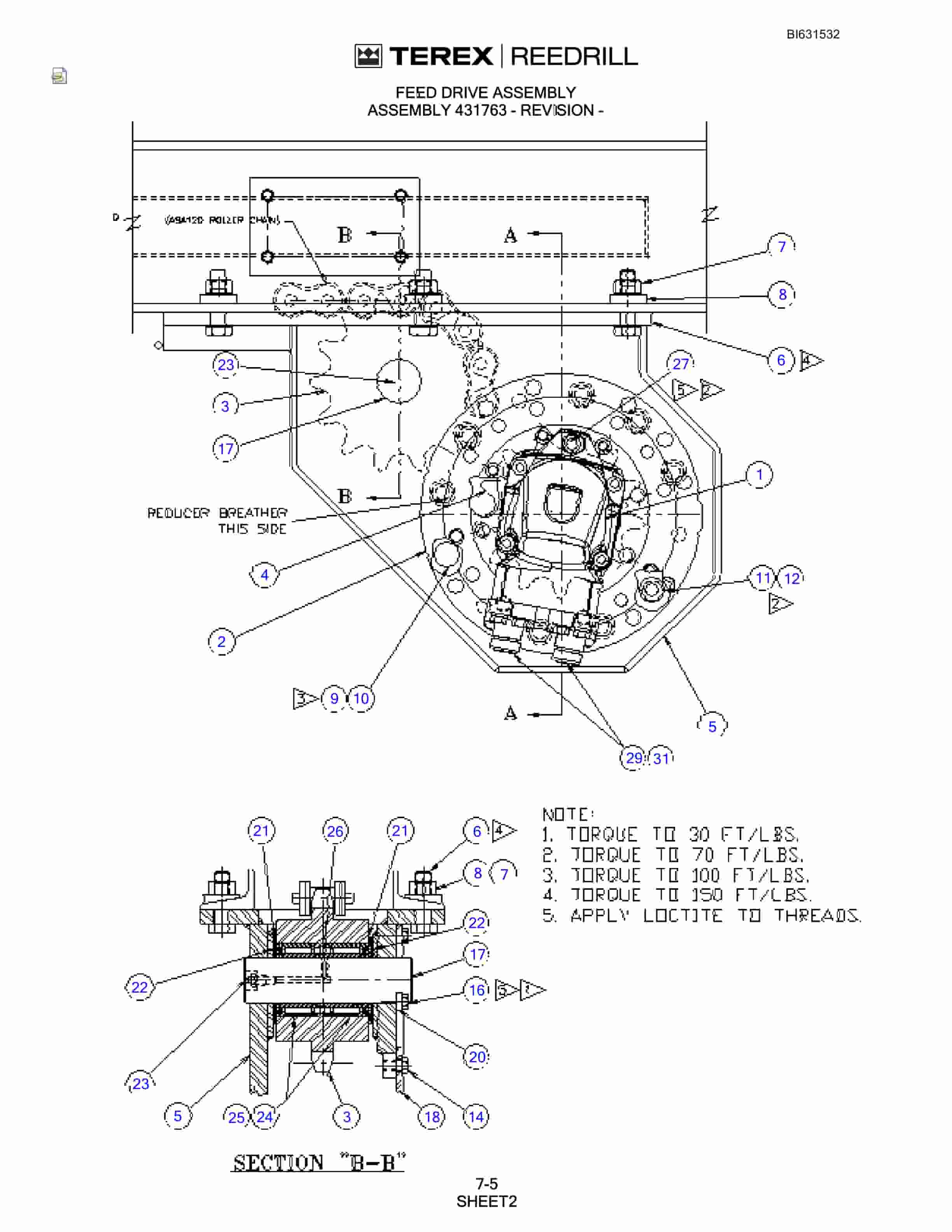 Bucyrus SCH5000CL Hydra-Tracs Self-Contained Hydraulic Track Drills Parts Catalog BI631532-2