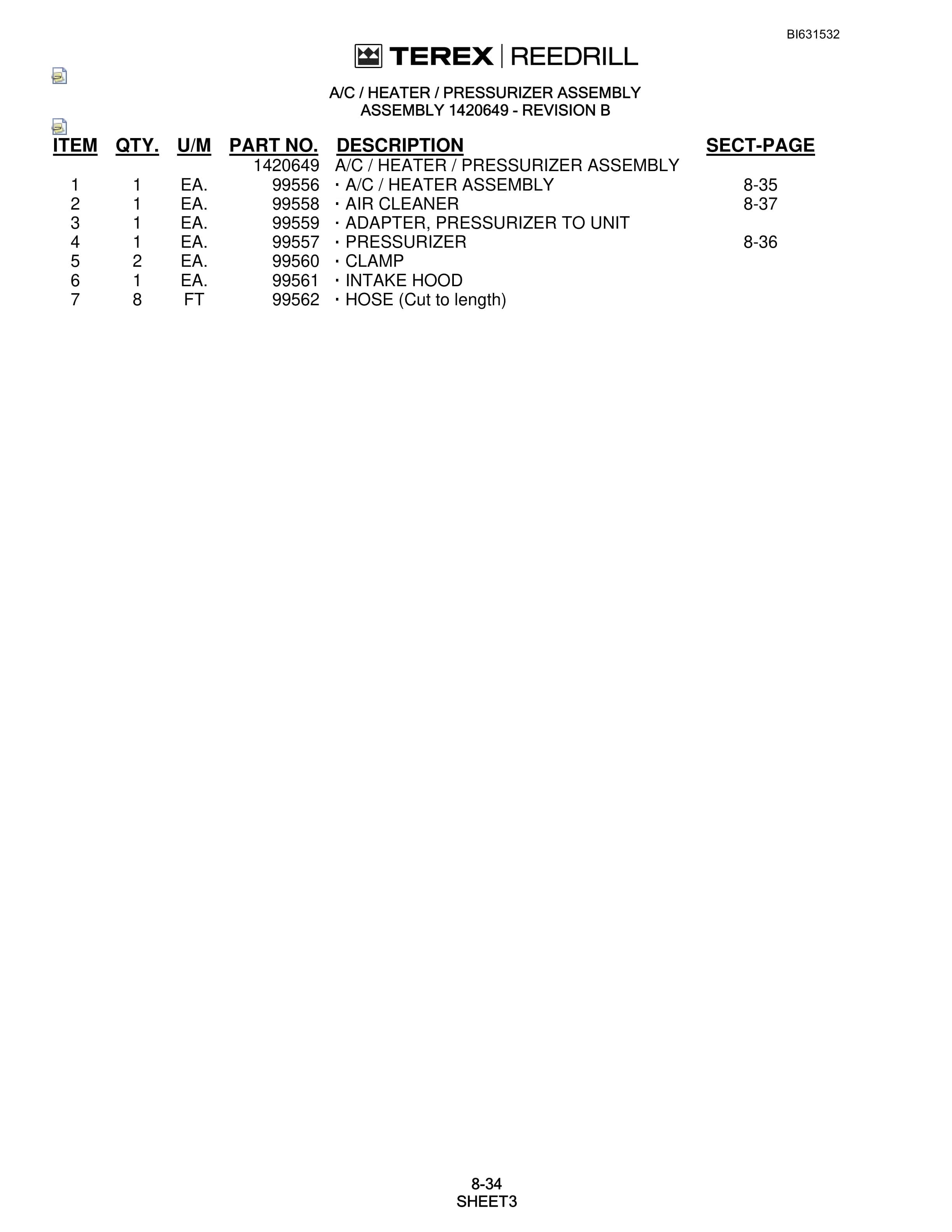 Bucyrus SCH5000CL Hydra-Tracs Self-Contained Hydraulic Track Drills Parts Catalog BI631532-4