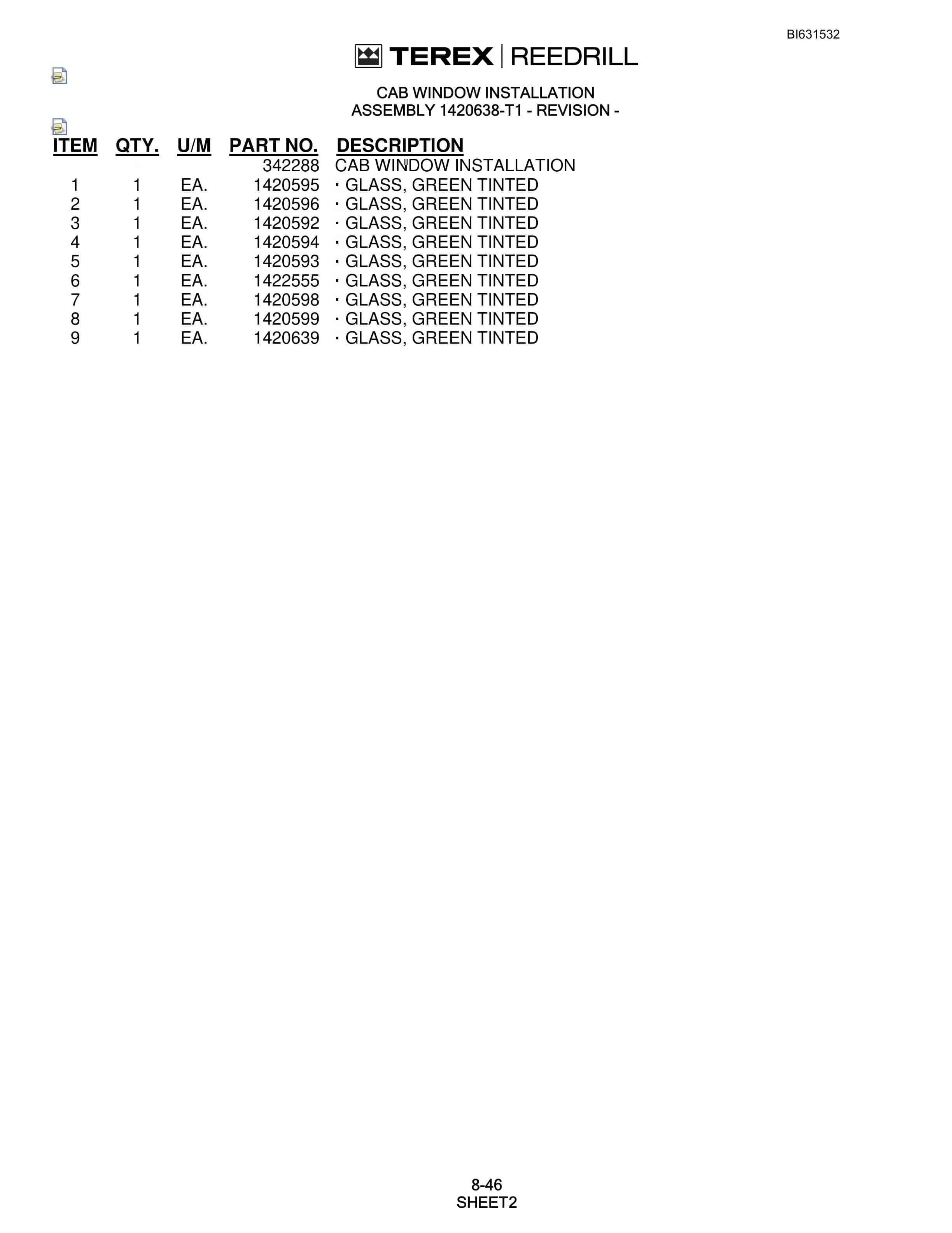 Bucyrus SCH5000CL Hydra-Tracs Self-Contained Hydraulic Track Drills Parts Catalog BI631532-5
