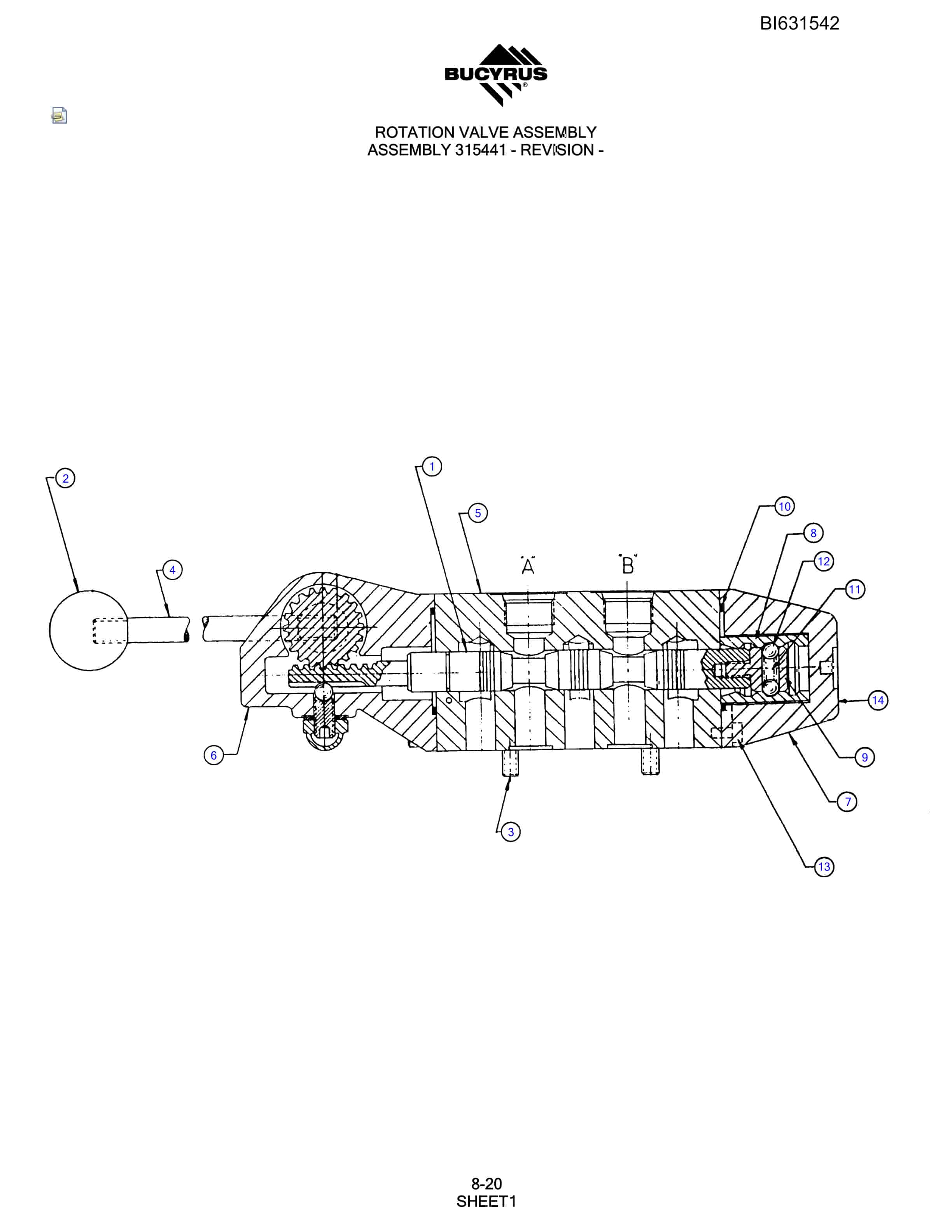 Bucyrus SCH5000CL Hydraulic Track Drill Parts Manual BI631542-3