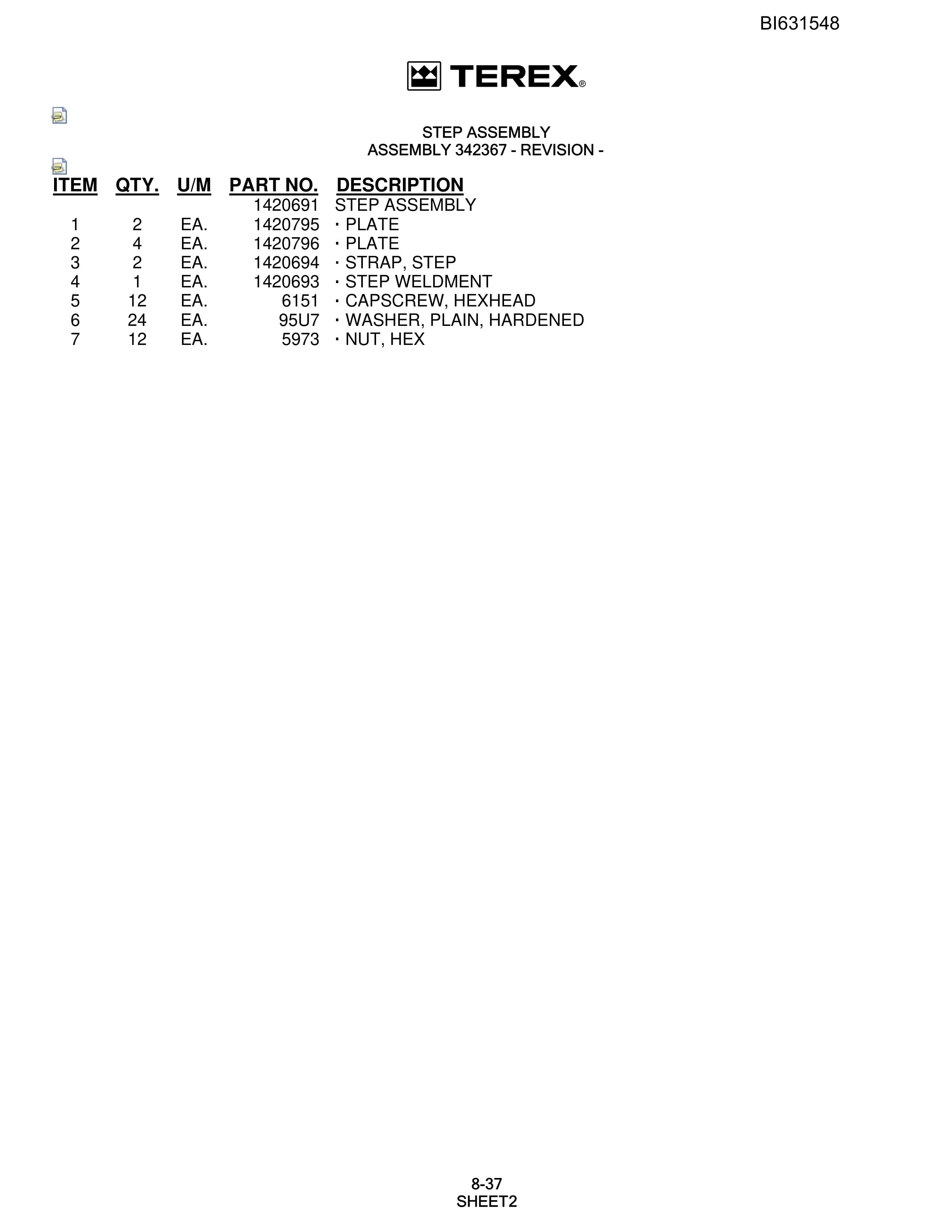 Bucyrus SCH5000CL Parts Catalog BI631548-4
