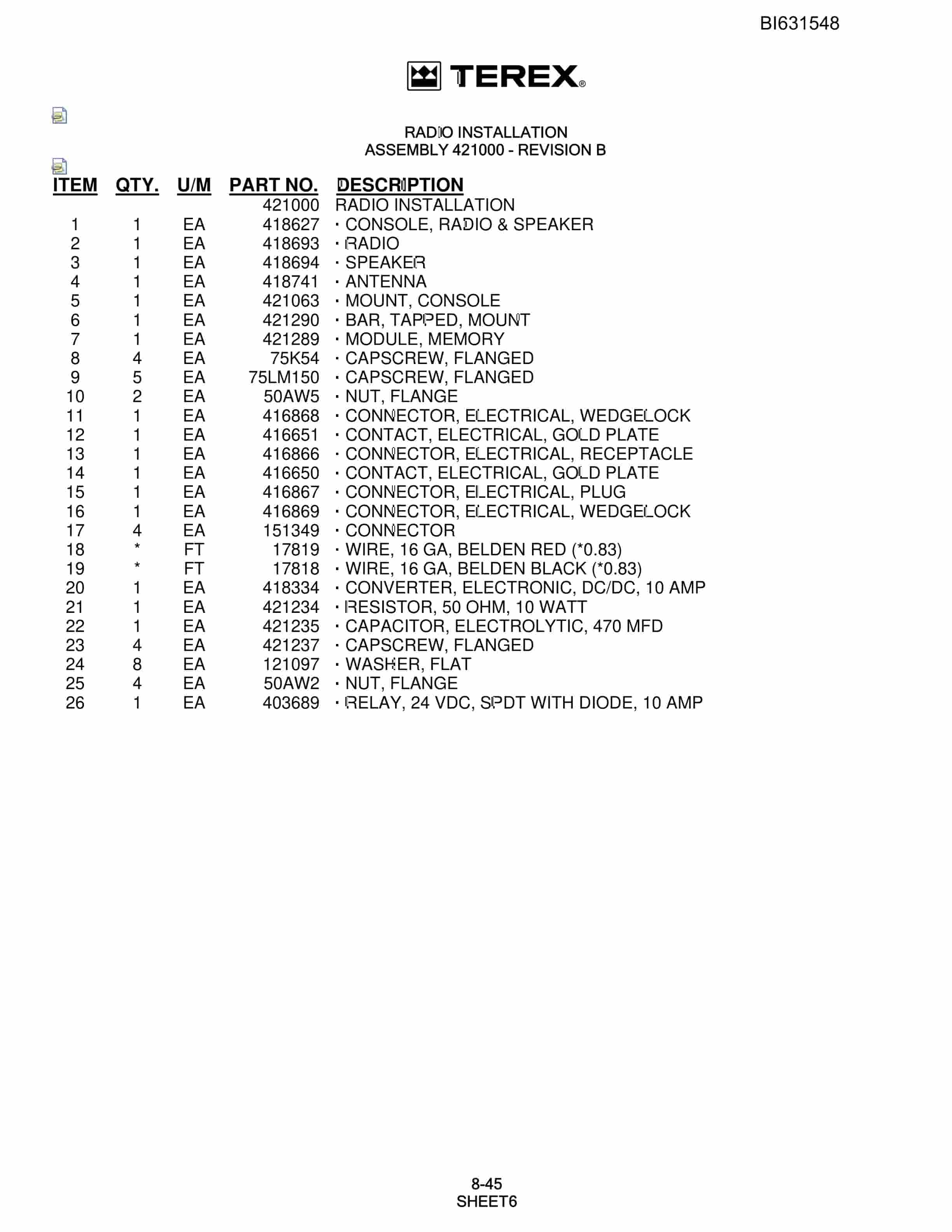 Bucyrus SCH5000CL Parts Catalog BI631548-5