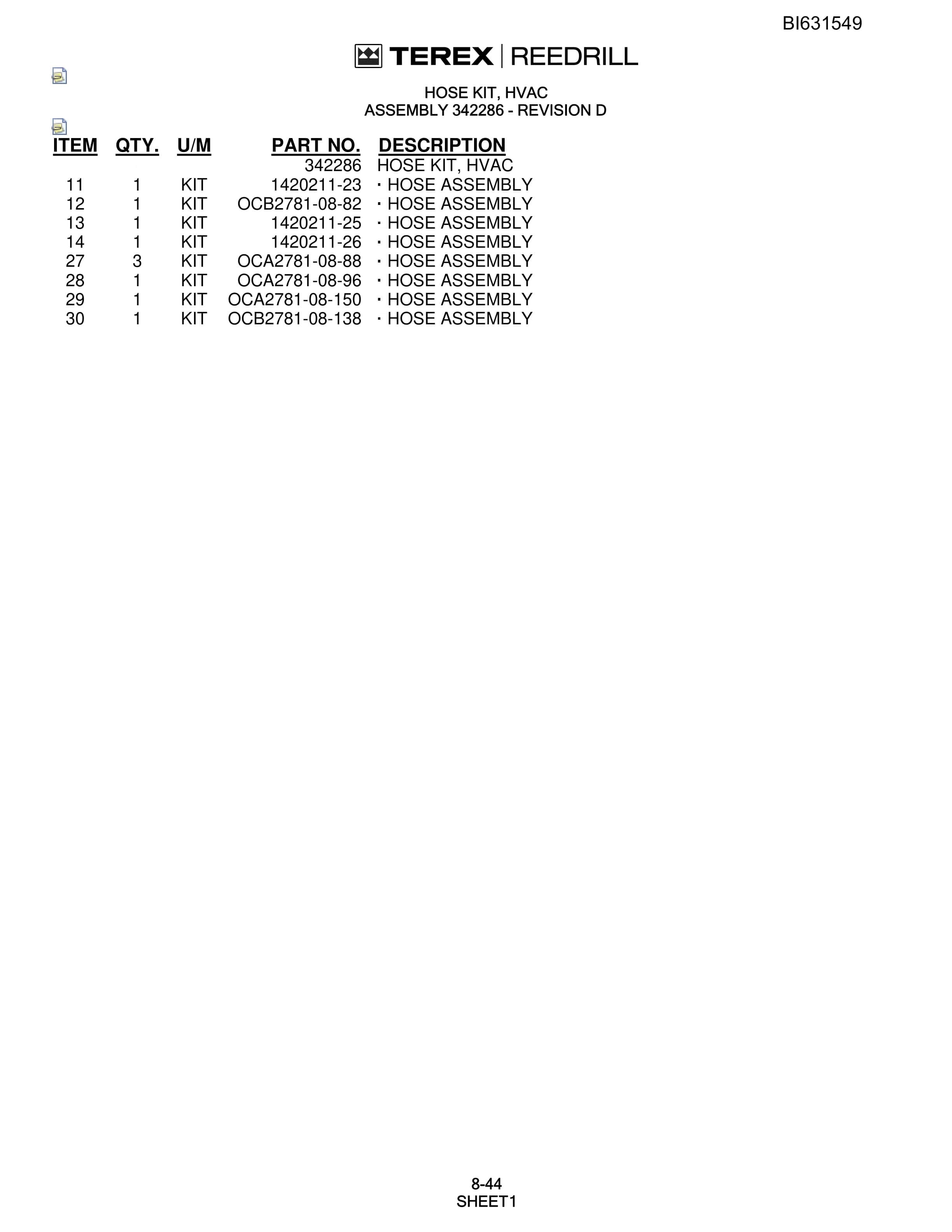 Bucyrus SCH5000CL Parts Catalog BI631549-5