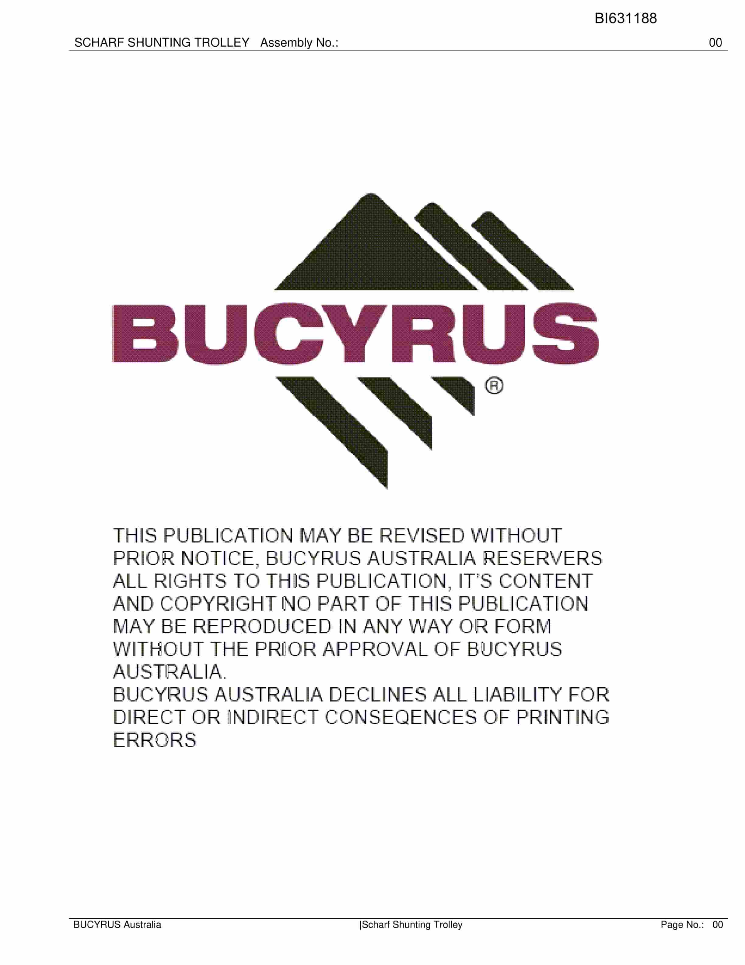 Bucyrus Scharf Shunting Trolley Parts Catalog BI631188