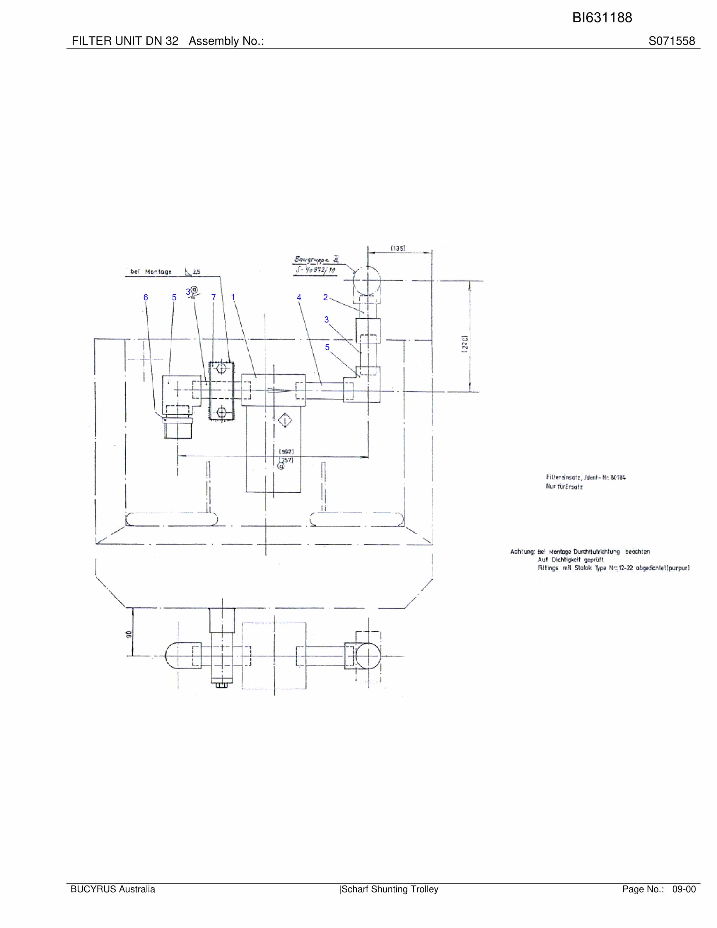 Bucyrus Scharf Shunting Trolley Parts Catalog BI631188-3