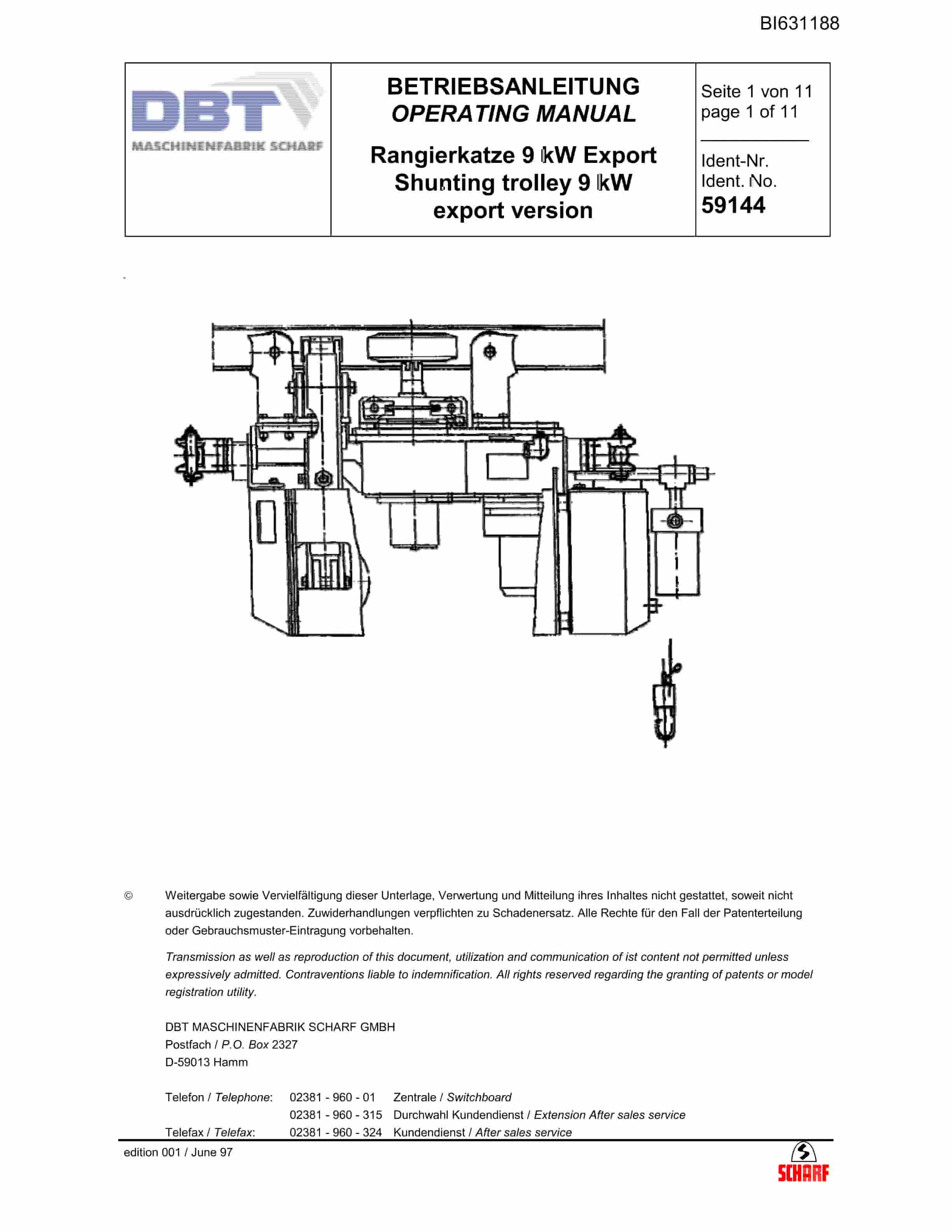 Bucyrus Scharf Shunting Trolley Parts Catalog BI631188-4