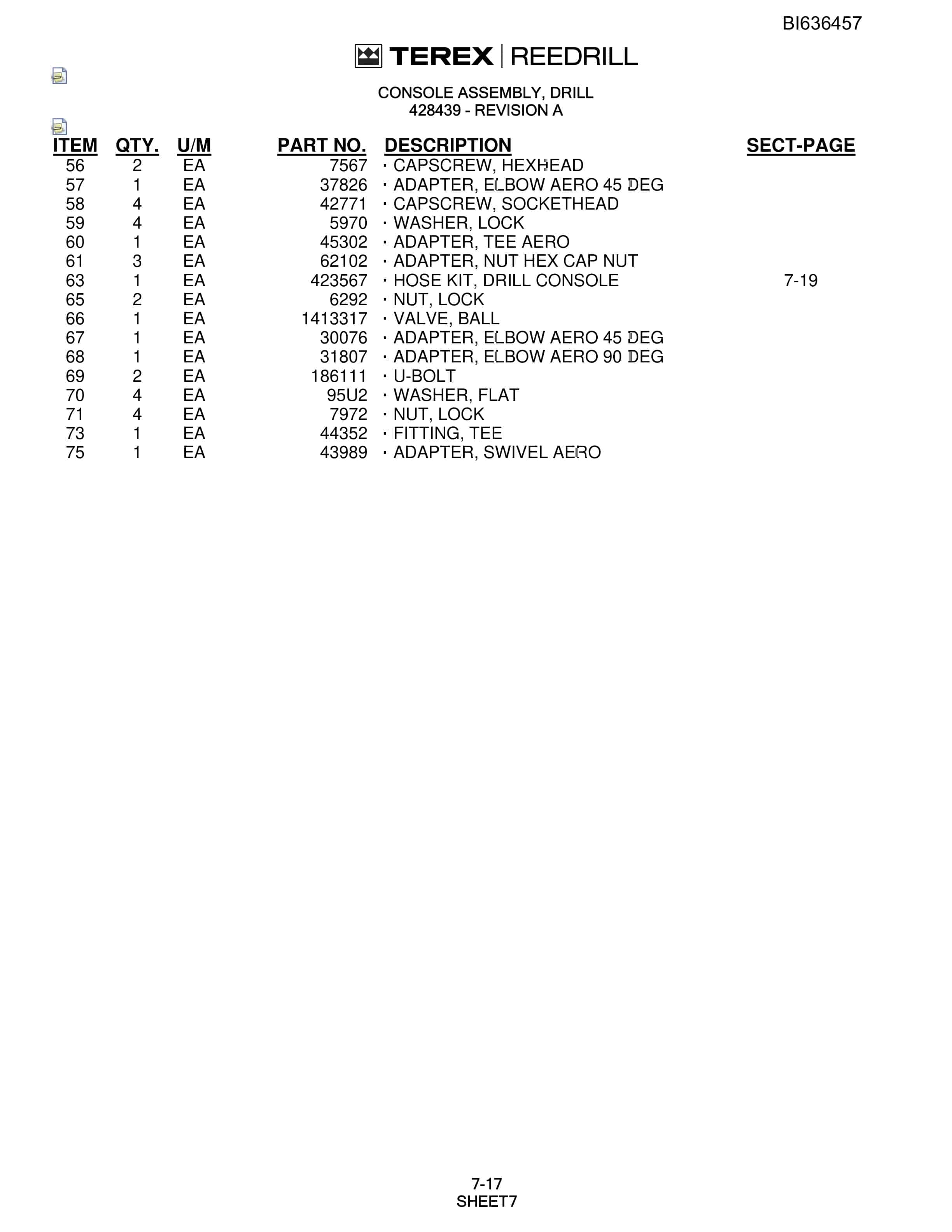 Bucyrus SD345-45 Hydra-Trac Self-Contained Hydraulic Track Drills Parts Catalog BI636457-4