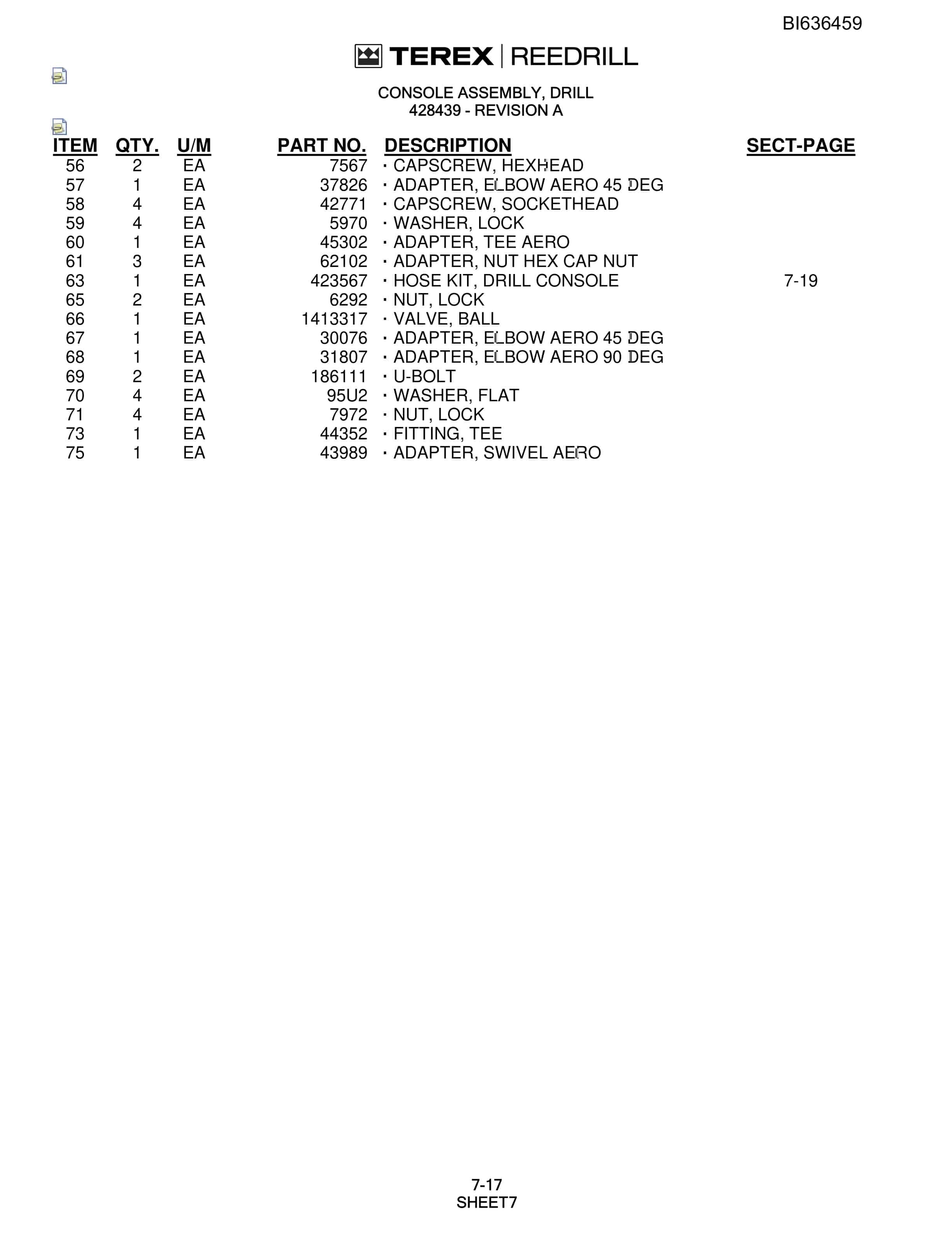 Bucyrus SD345-45 Hydra-Trac Self-Contained Hydraulic Track Drills Parts Catalog BI636459-4