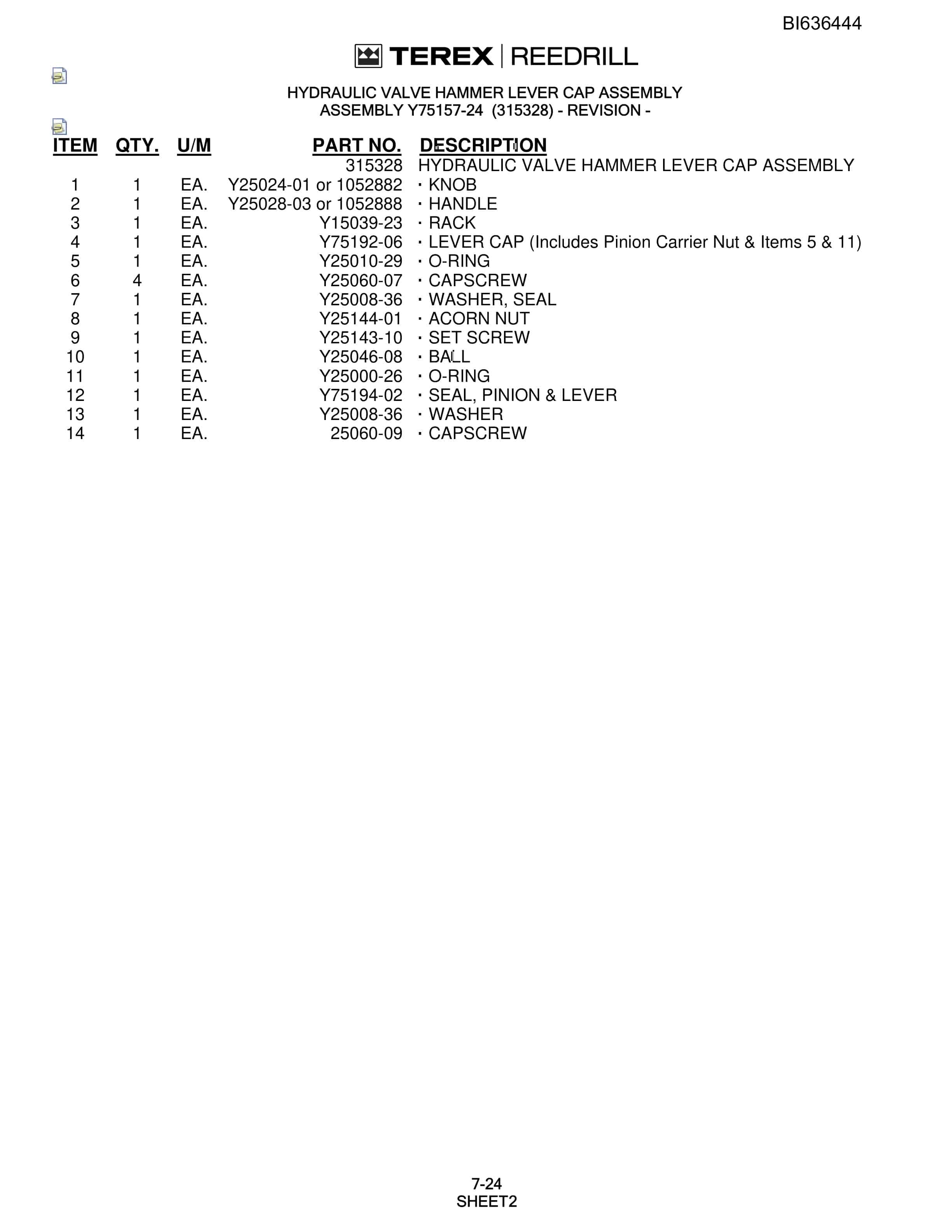 Bucyrus SD345-45 Parts Catalog BI636444-5