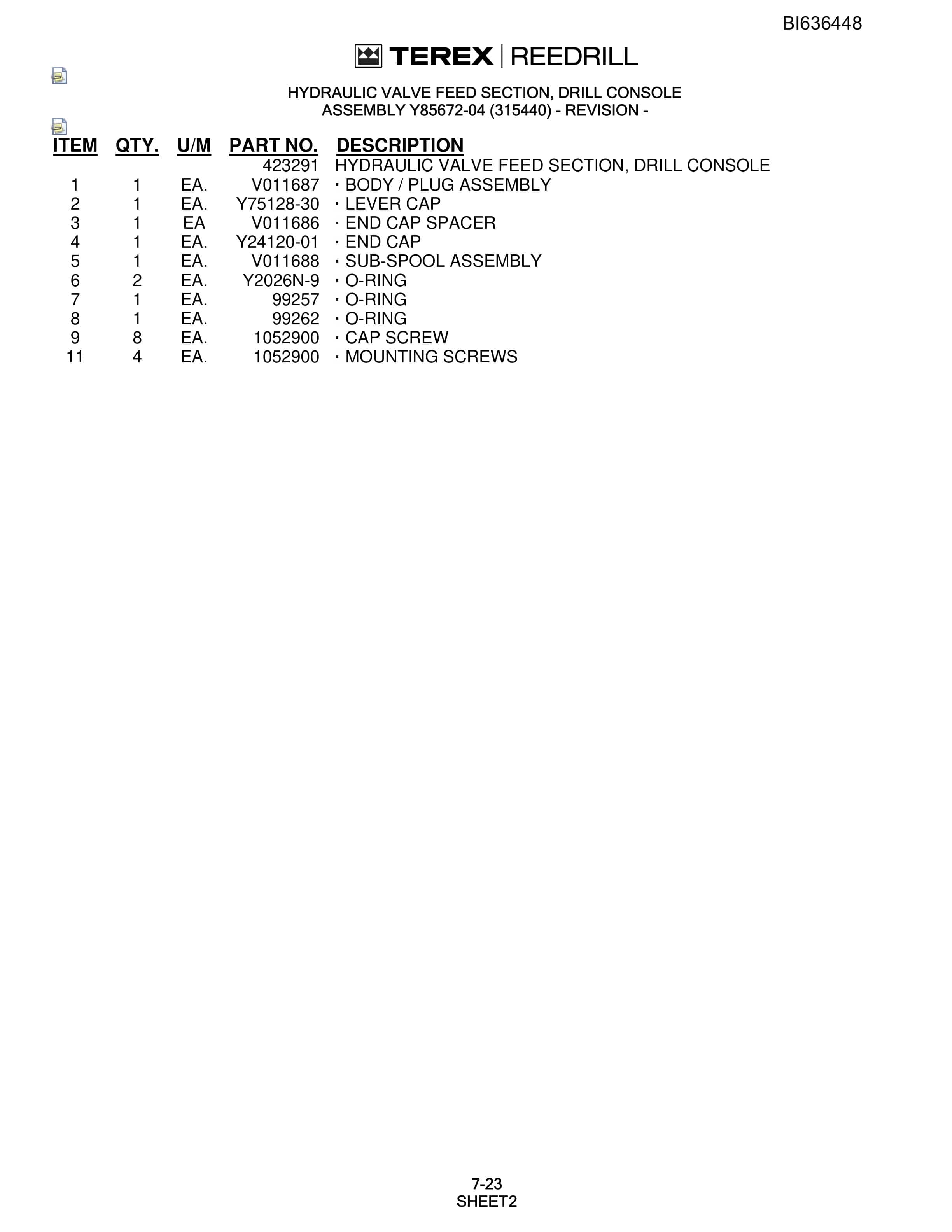 Bucyrus SD345-45 Parts Catalog BI636448-5