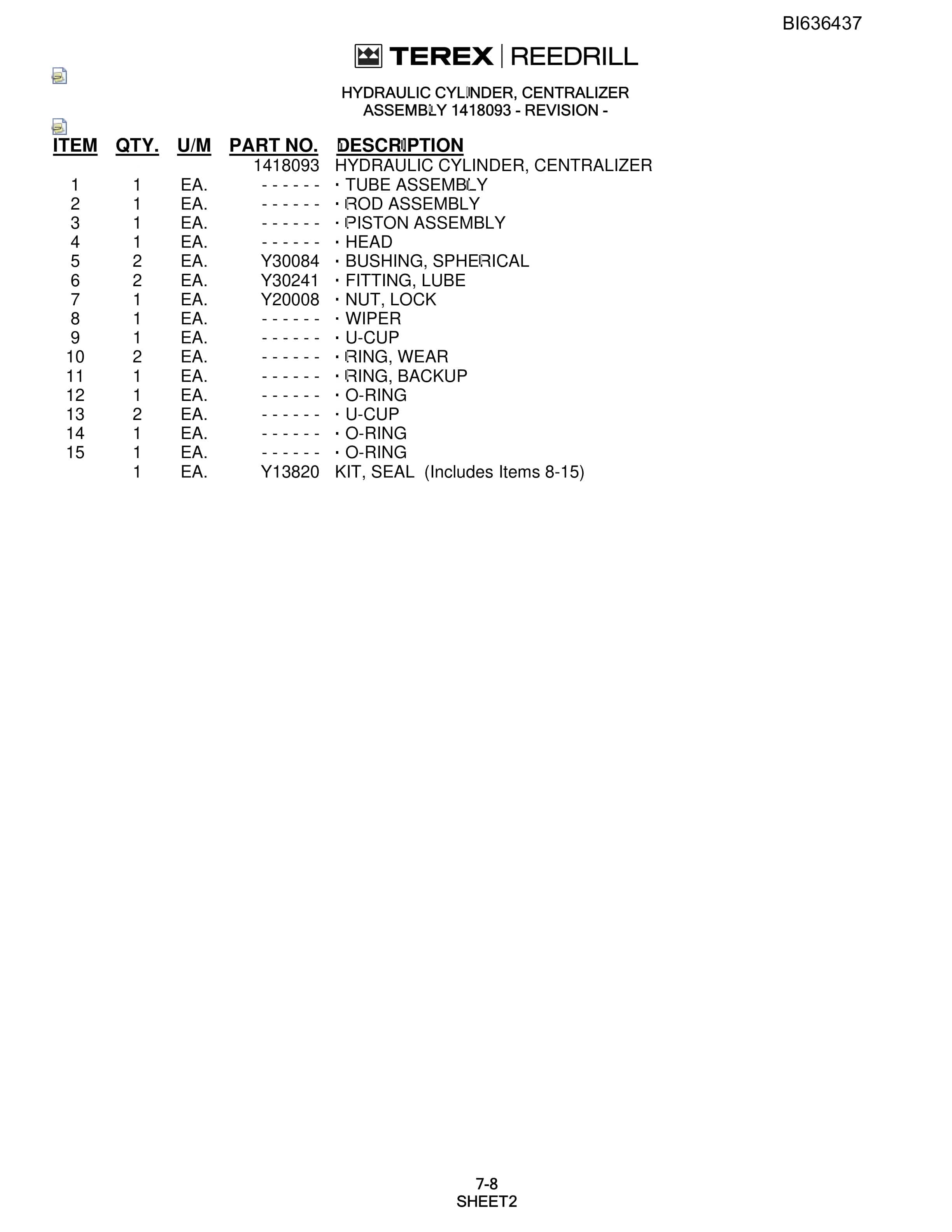 Bucyrus SD345-ATW Parts Catalog BI636437-3