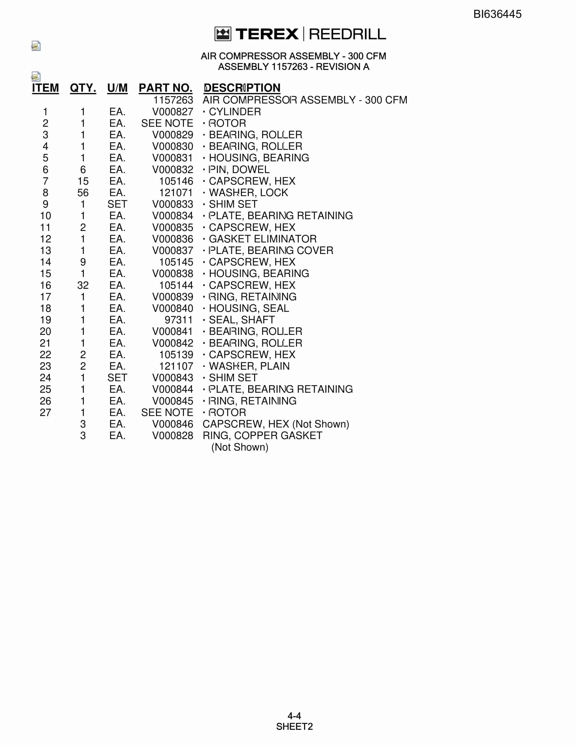 Bucyrus SD345-ATW Parts Catalog BI636445-2