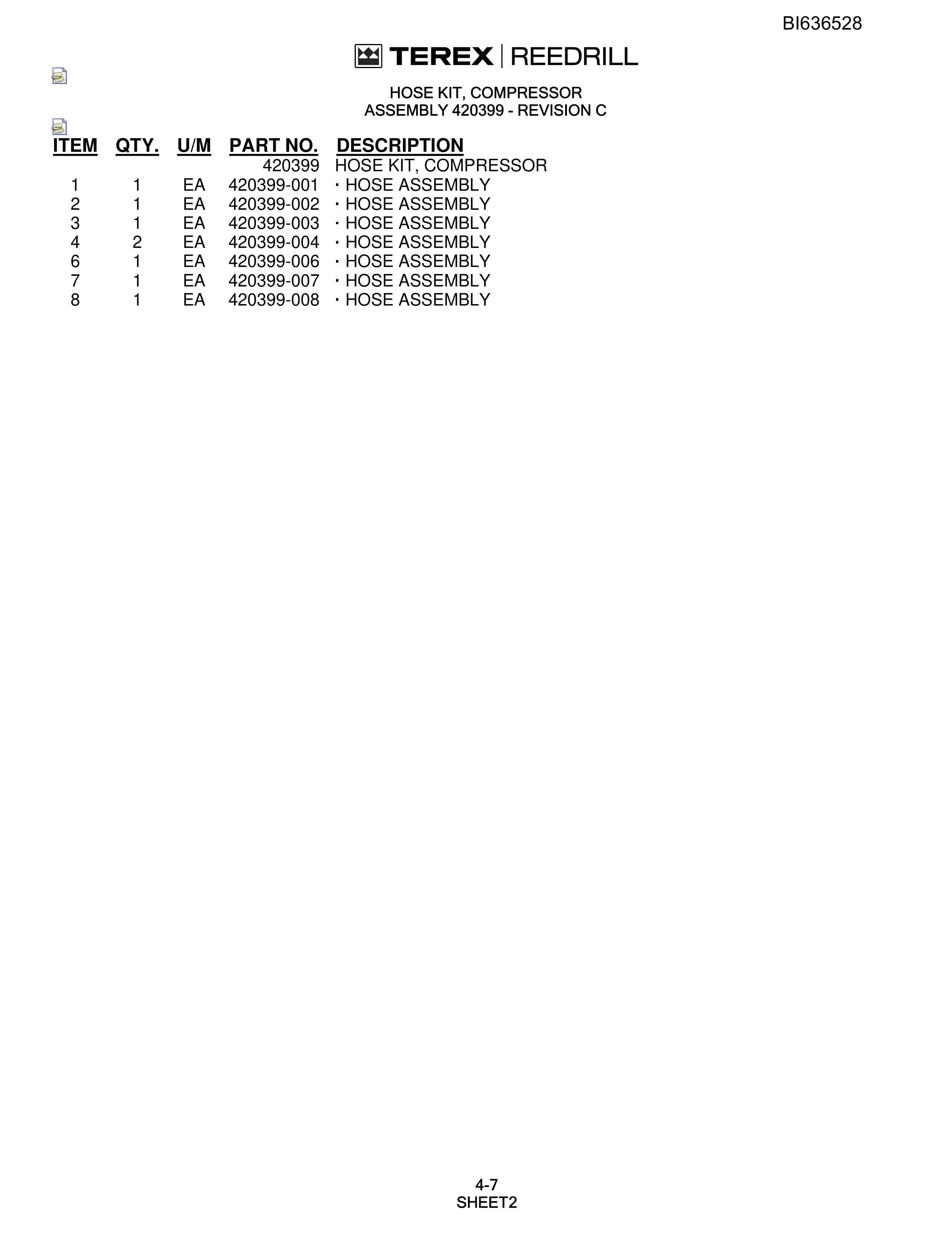 Bucyrus SD345 Hydra-Trac Self-Contained Hydraulic Track Drills Parts Catalog BI636528-2