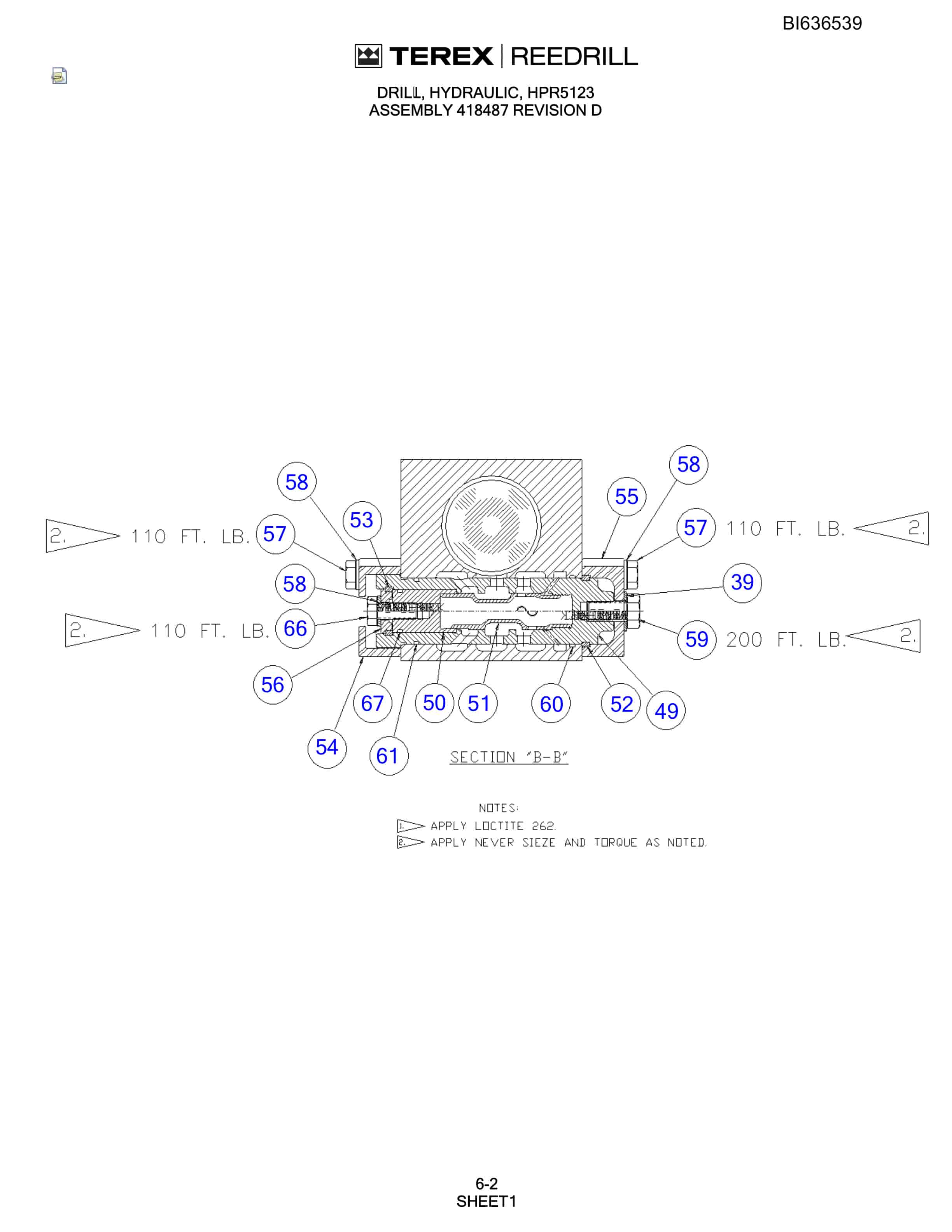 Bucyrus SD345 Hydra-Trac Self-Contained Hydraulic Track Drills Parts Catalog BI636539-2