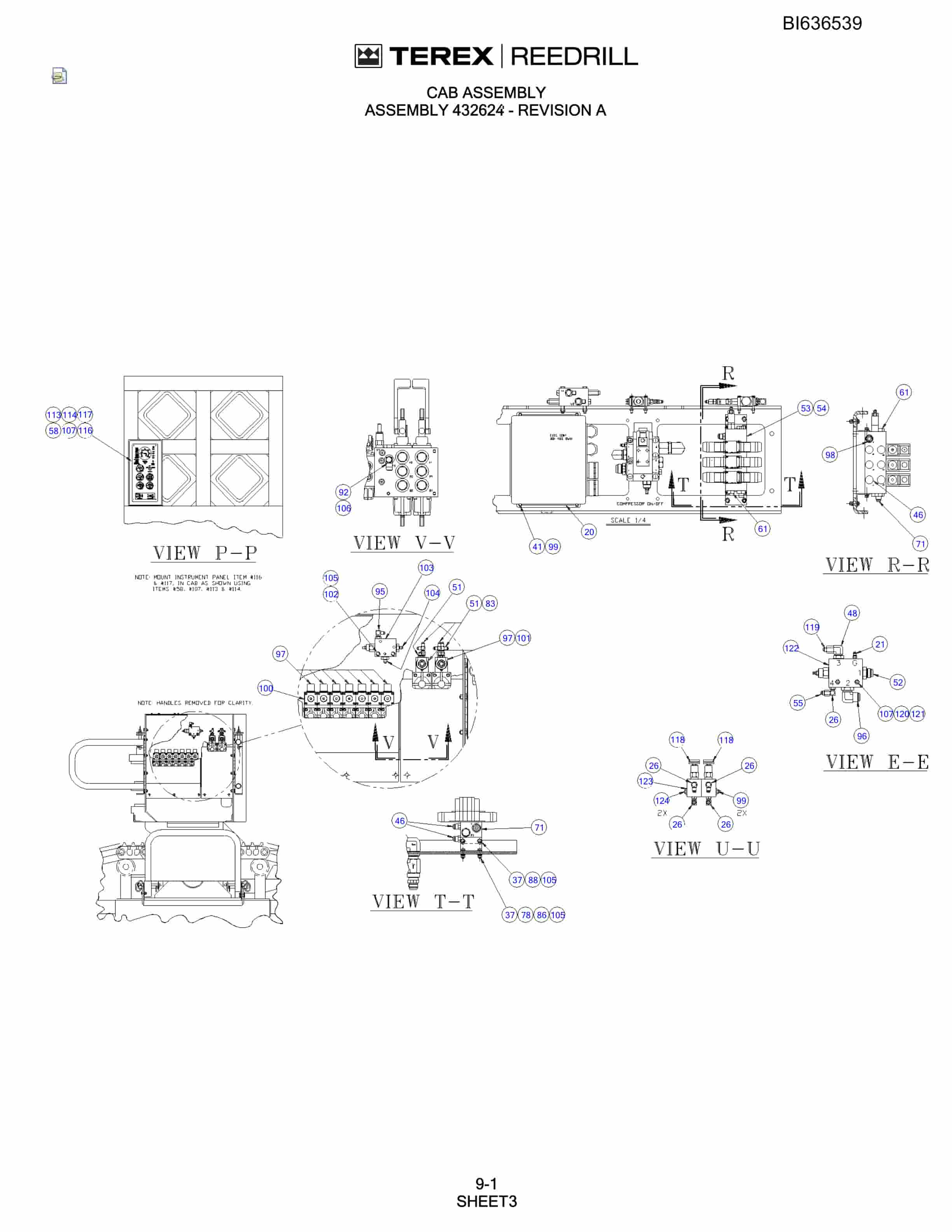 Bucyrus SD345 Hydra-Trac Self-Contained Hydraulic Track Drills Parts Catalog BI636539-5