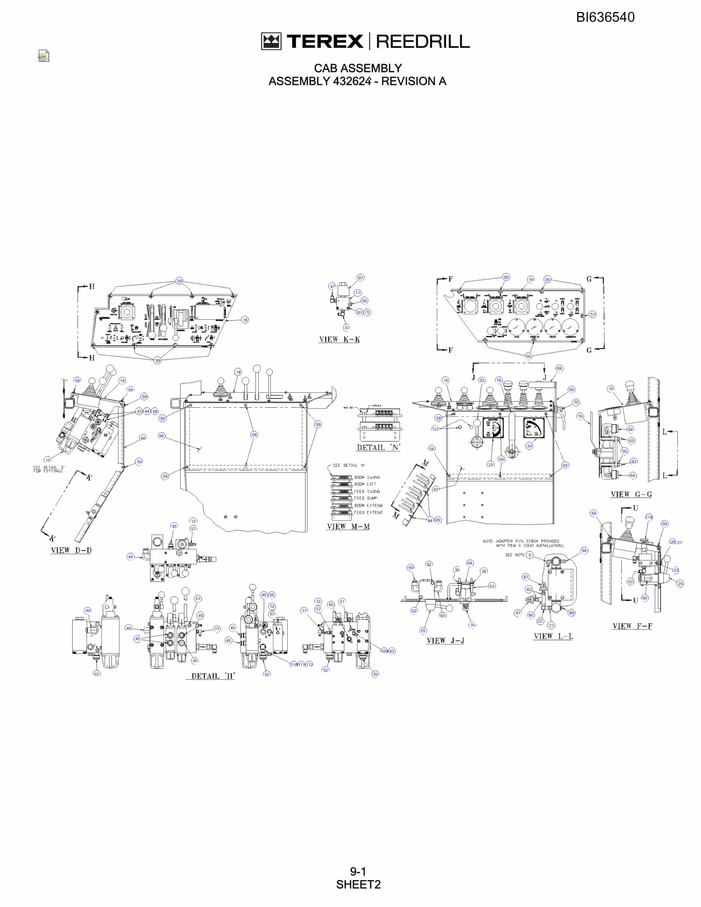 Bucyrus SD345 Hydra-Trac Self-Contained Hydraulic Track Drills Parts Catalog BI636540-5