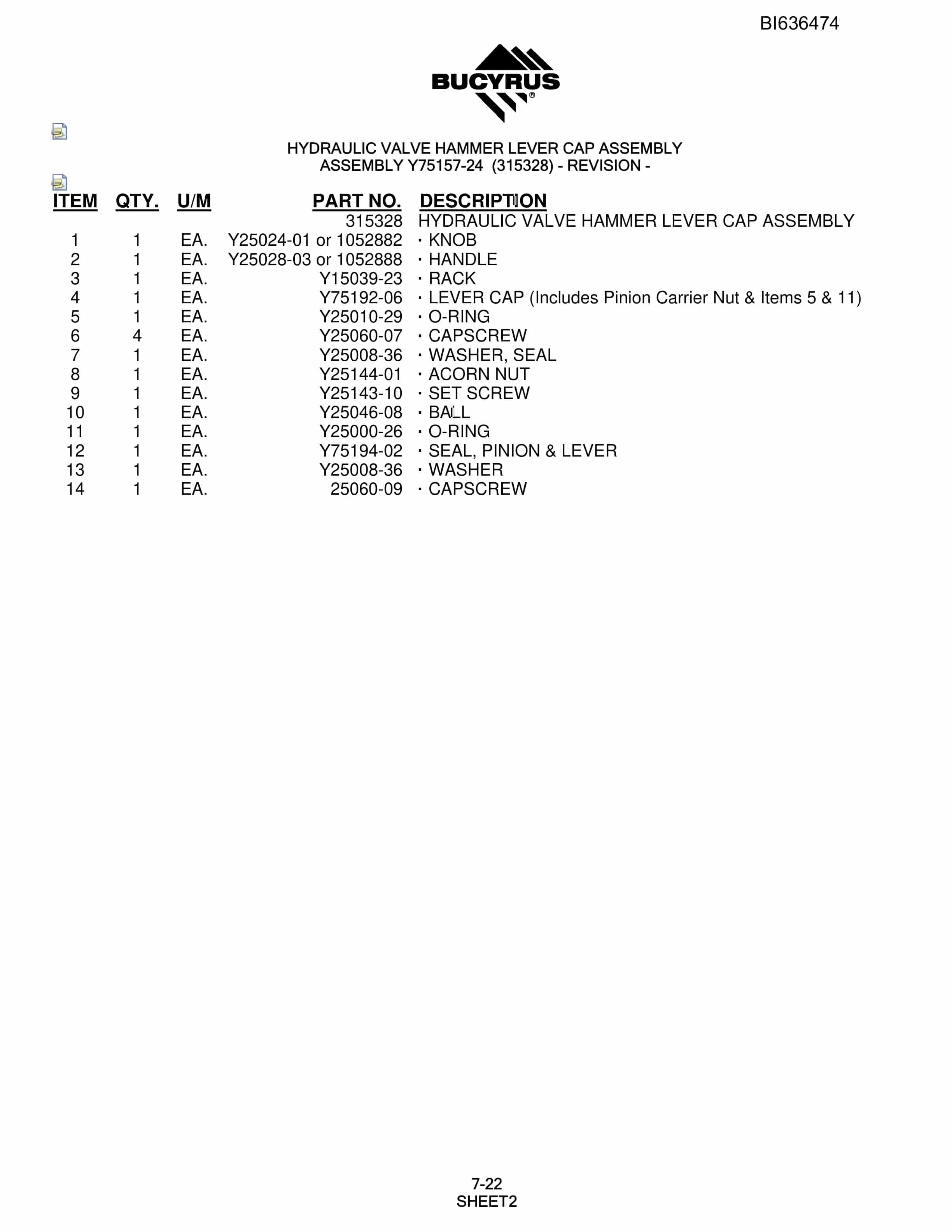 Bucyrus SD345 Hydraulic Track Drill Parts Manual BI636474-5