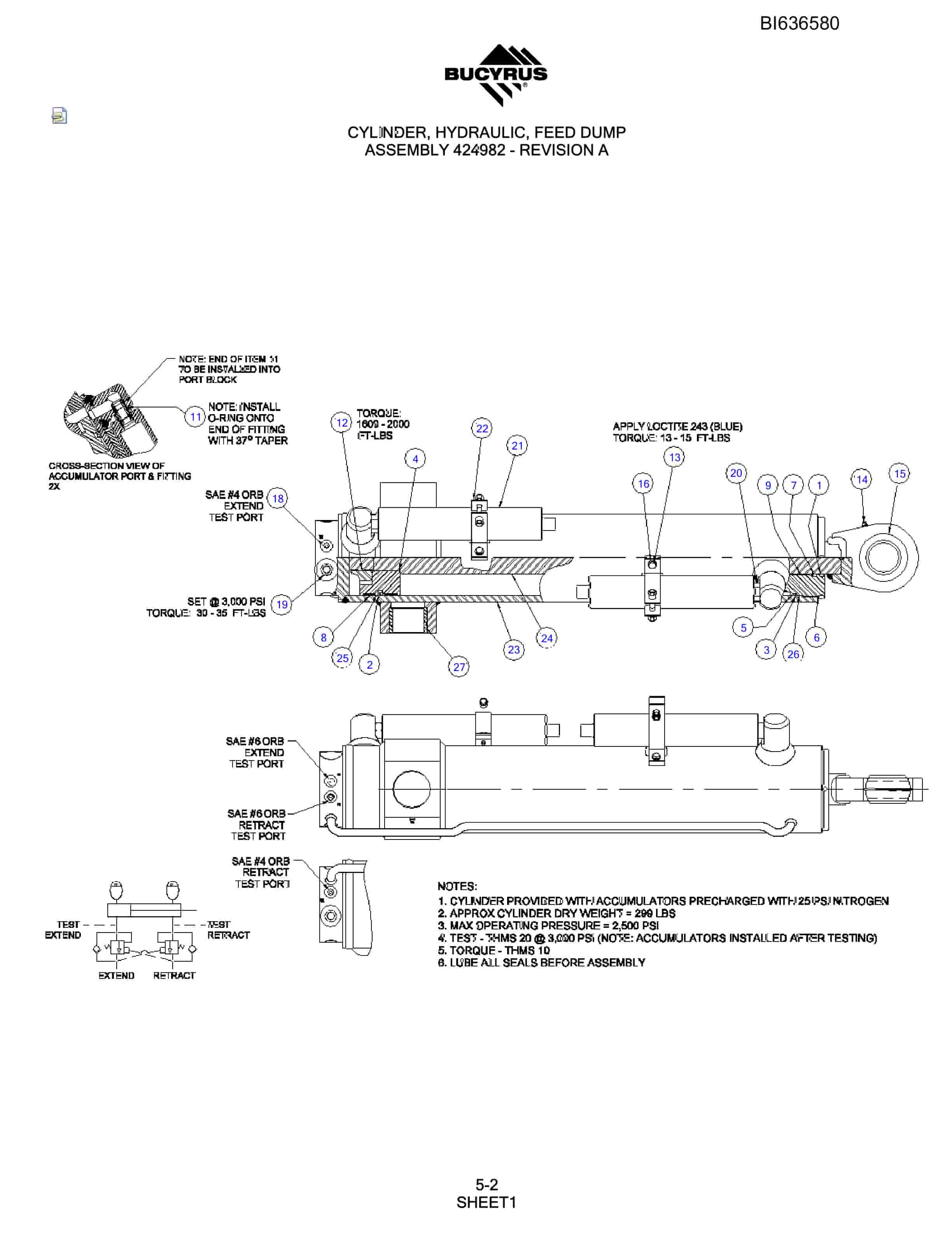 Bucyrus SD345 Hydraulic Track Drill Parts Manual BI636580-2