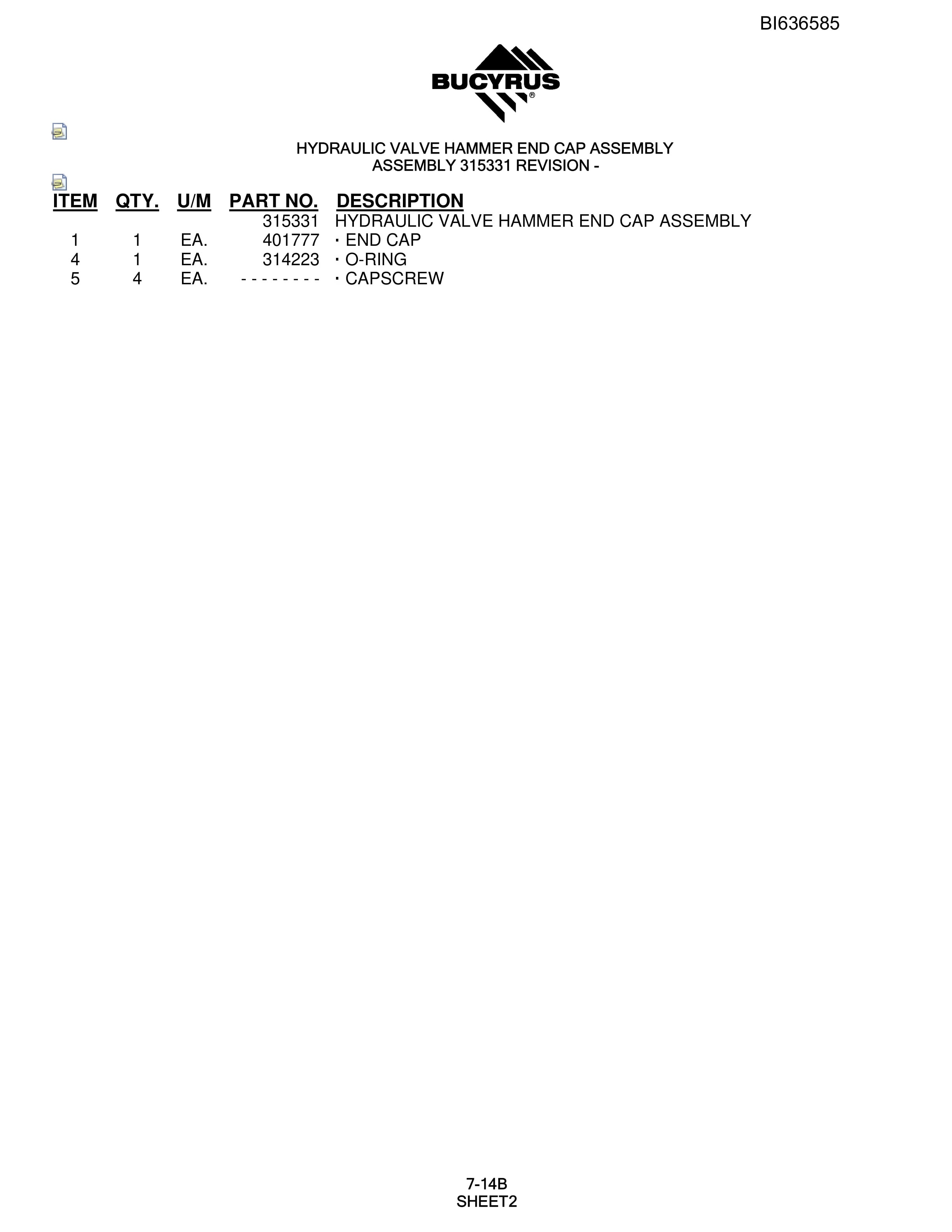Bucyrus SD345 Hydraulic Track Drill Parts Manual BI636585-4