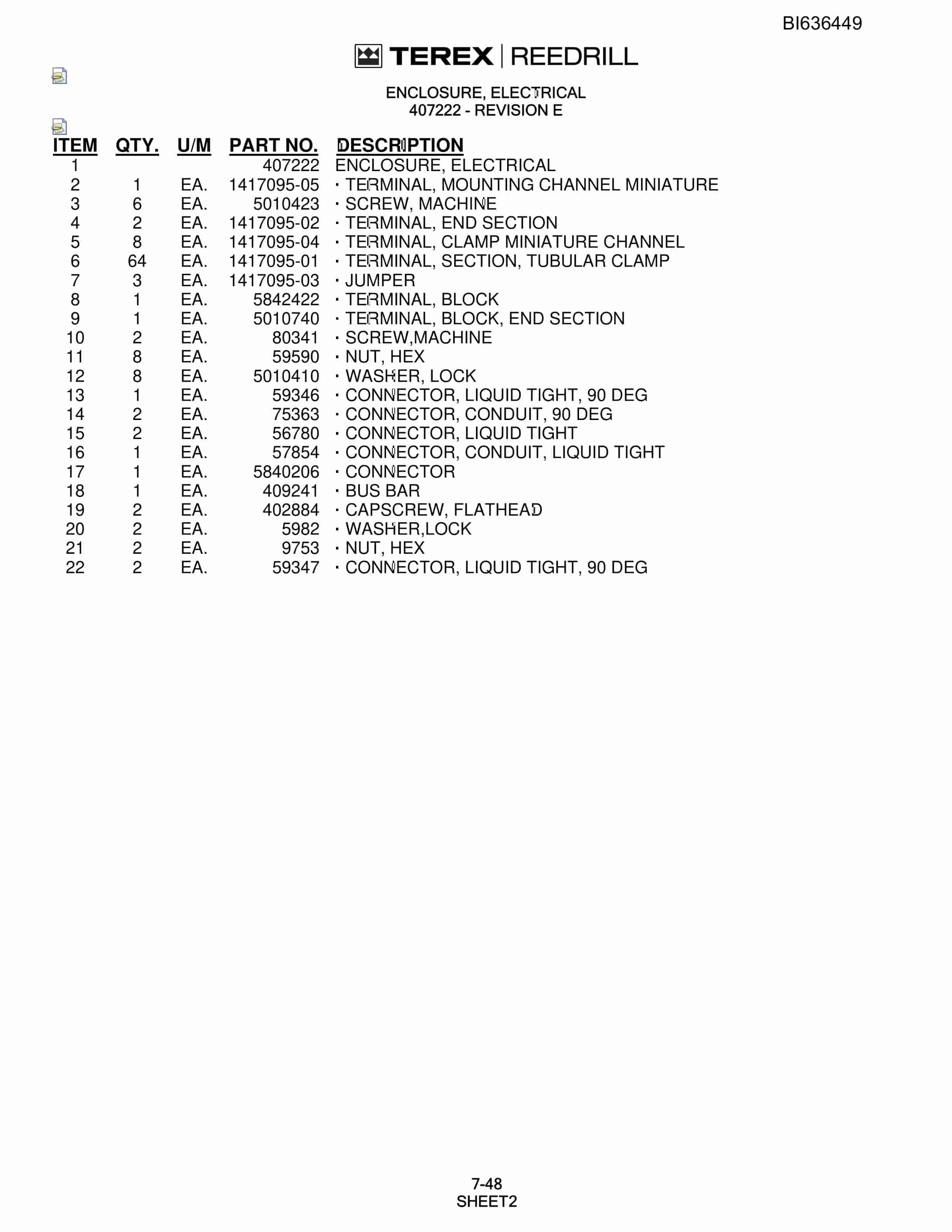 Bucyrus SD345S-51 Parts Catalog BI636449-5