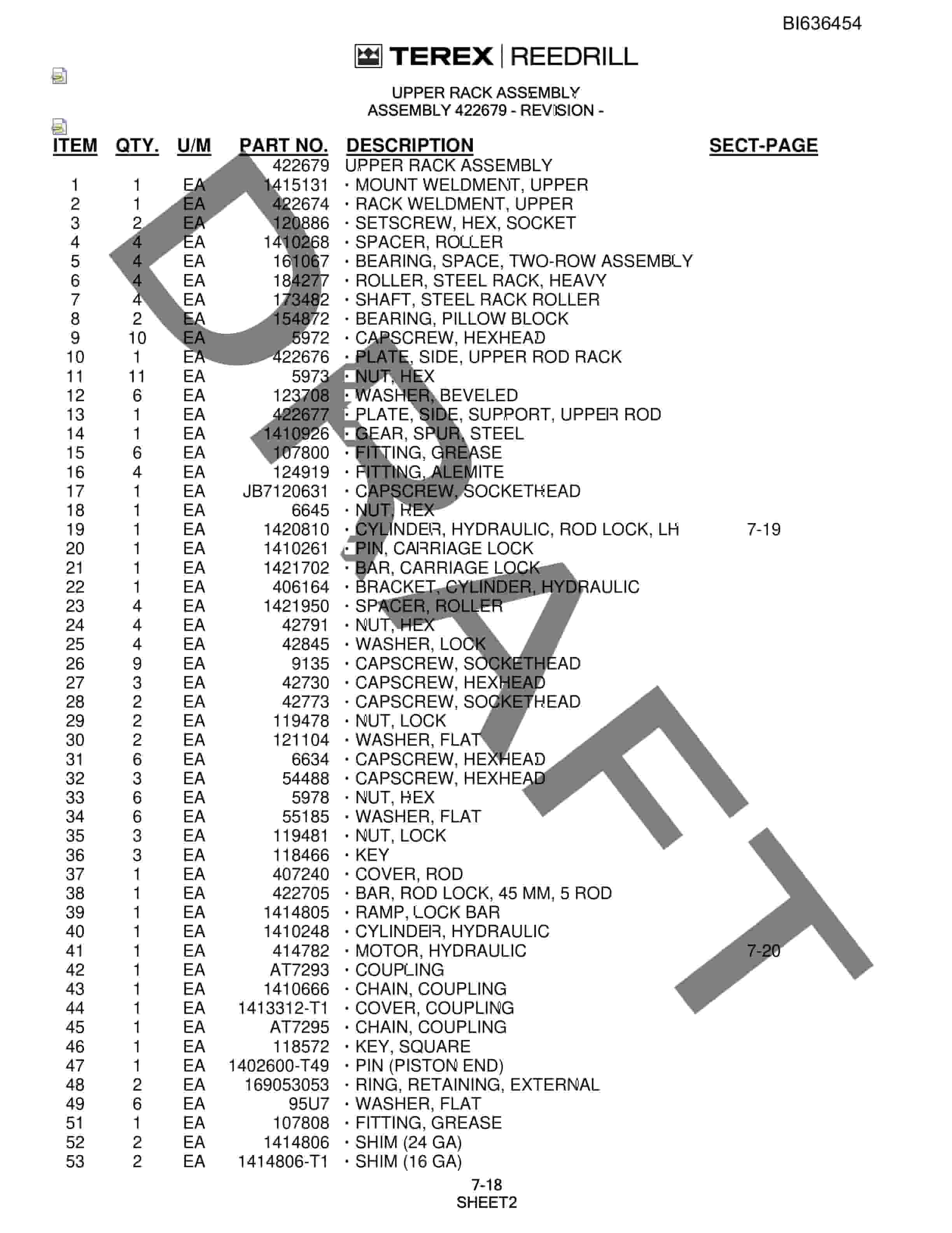 Bucyrus SD345S Hydra-Trac Self-Contained Hydraulic Track Drills Parts Catalog BI636454-3