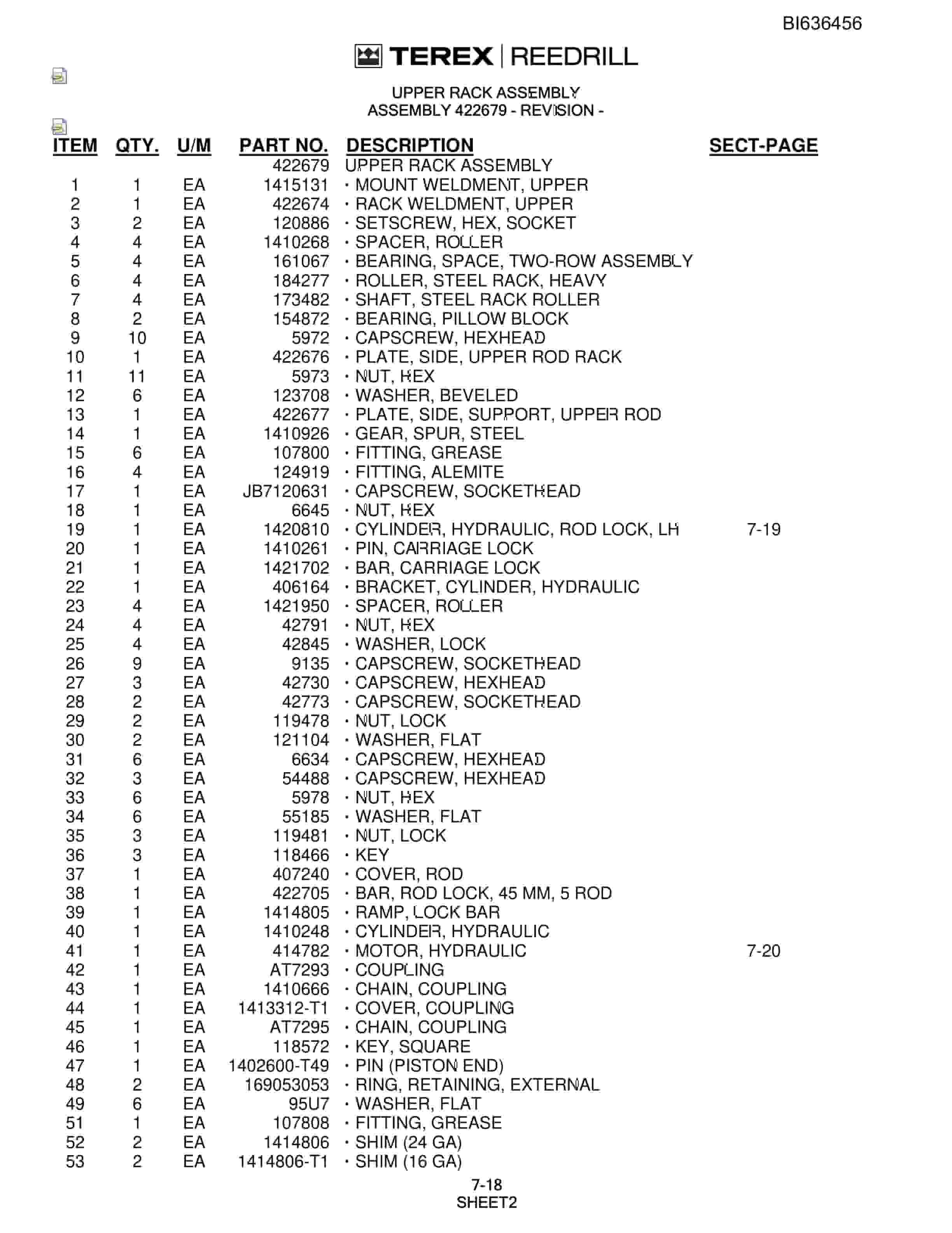 Bucyrus SD345S Hydra-Trac Self-Contained Hydraulic Track Drills Parts Catalog BI636456-3