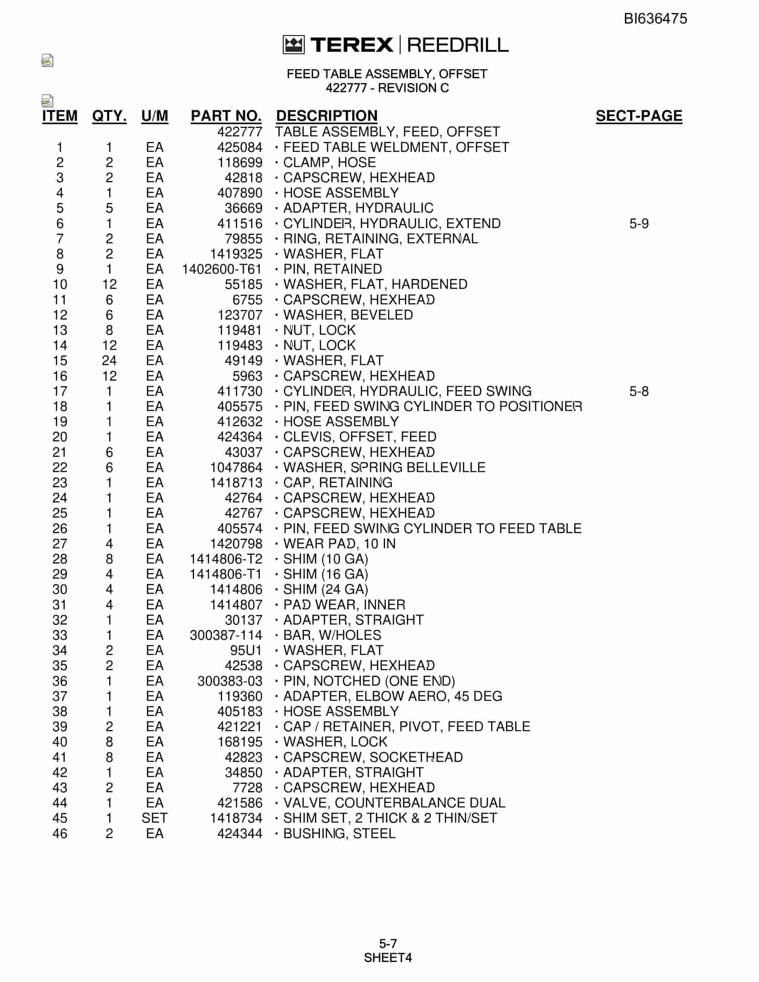 Bucyrus SD345S Hydra-Trac Self-Contained Hydraulic Track Drills Parts Catalog BI636475-2