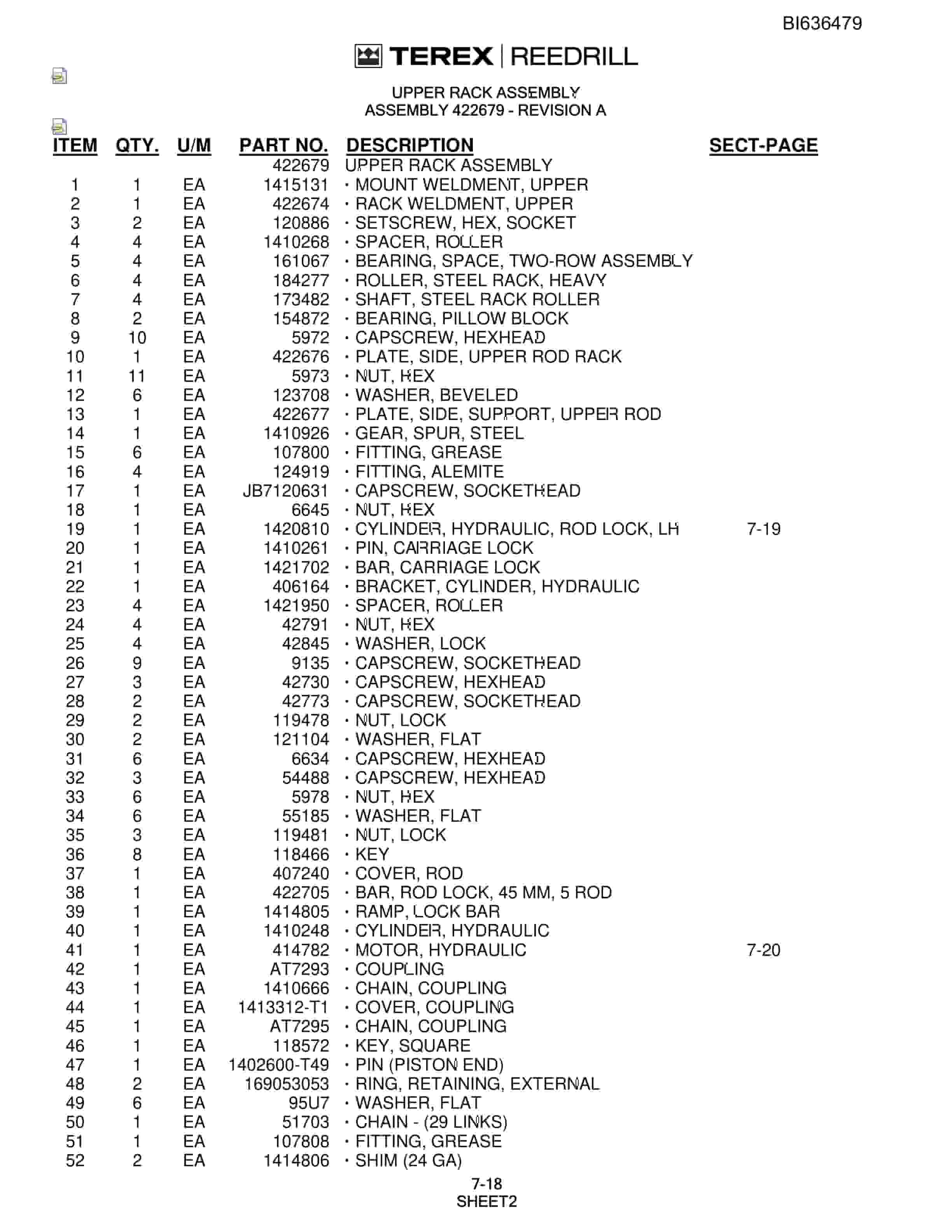 Bucyrus SD345S Hydra-Trac Self-Contained Hydraulic Track Drills Parts Catalog BI636479-3
