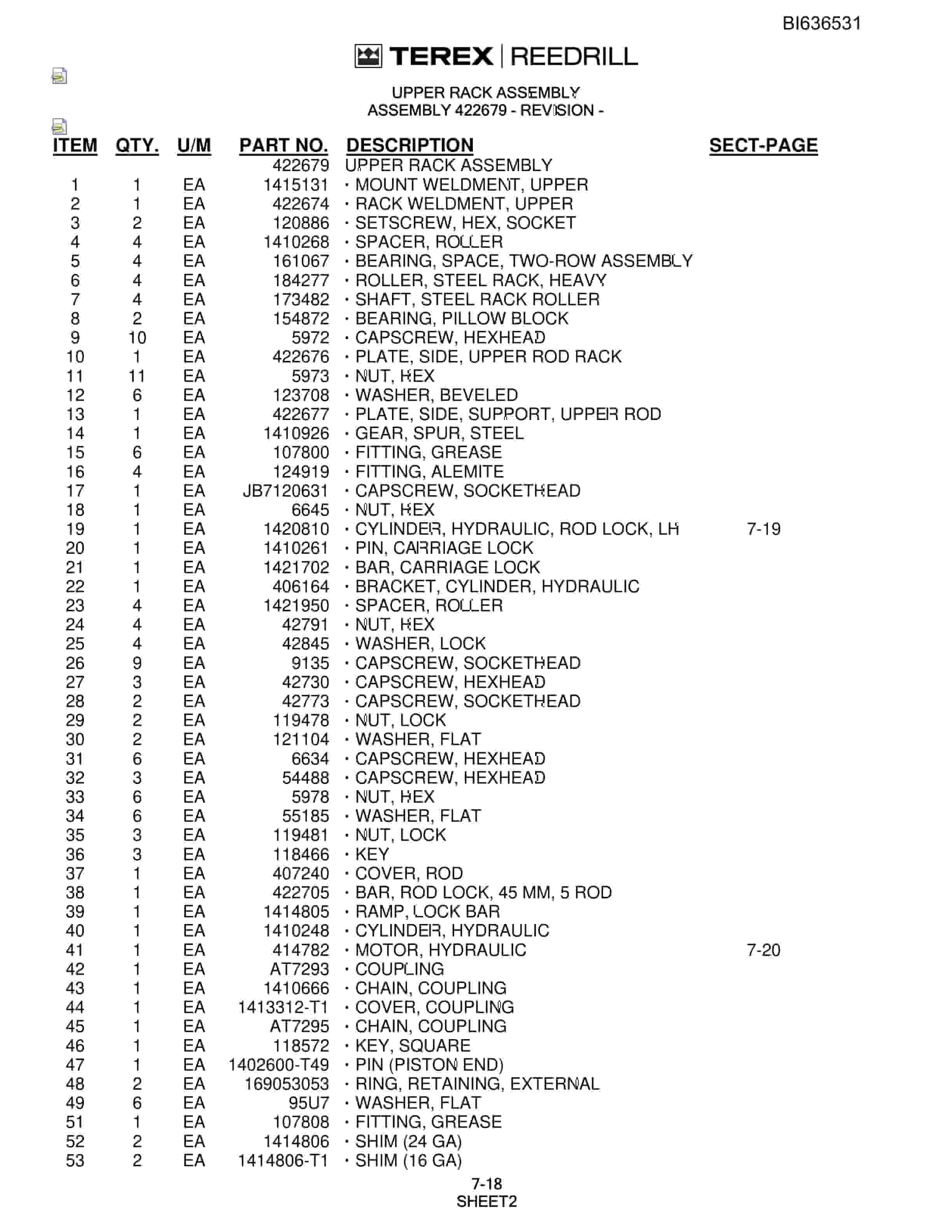 Bucyrus SD345S Hydra-Trac Self-Contained Hydraulic Track Drills Parts Catalog BI636531-3