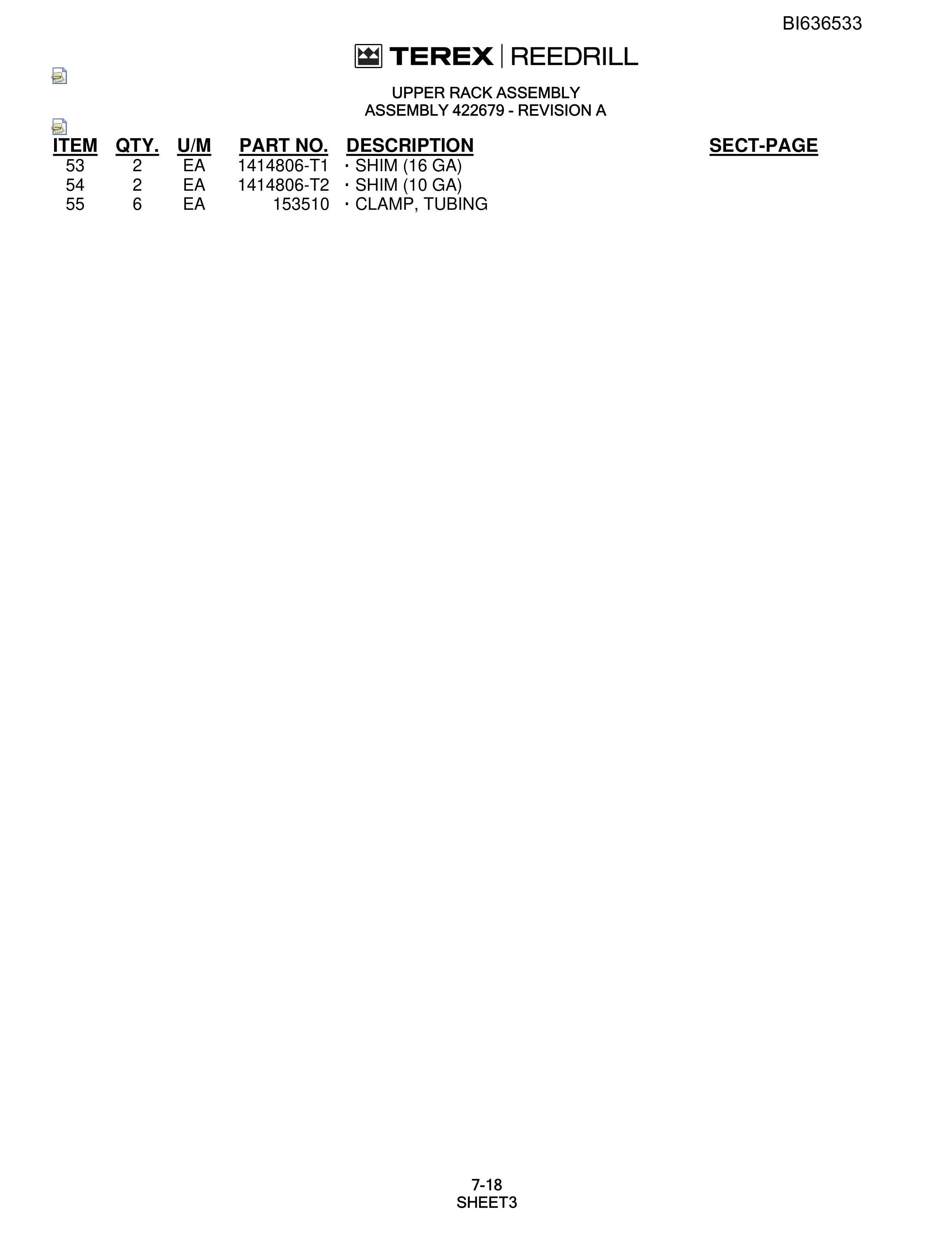Bucyrus SD345S Hydra-Trac Self-Contained Hydraulic Track Drills Parts Catalog BI636533-3