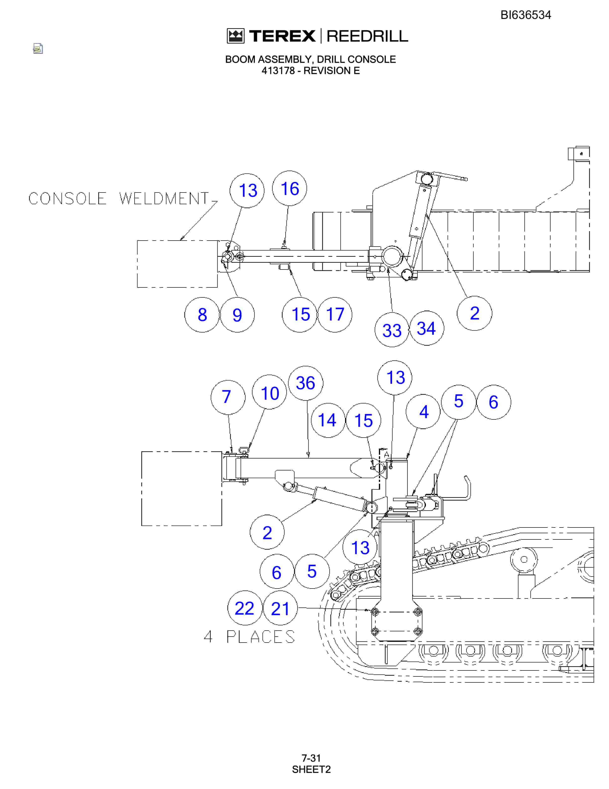 Bucyrus SD345S Hydra-Trac Self-Contained Hydraulic Track Drills Parts Catalog BI636534-4