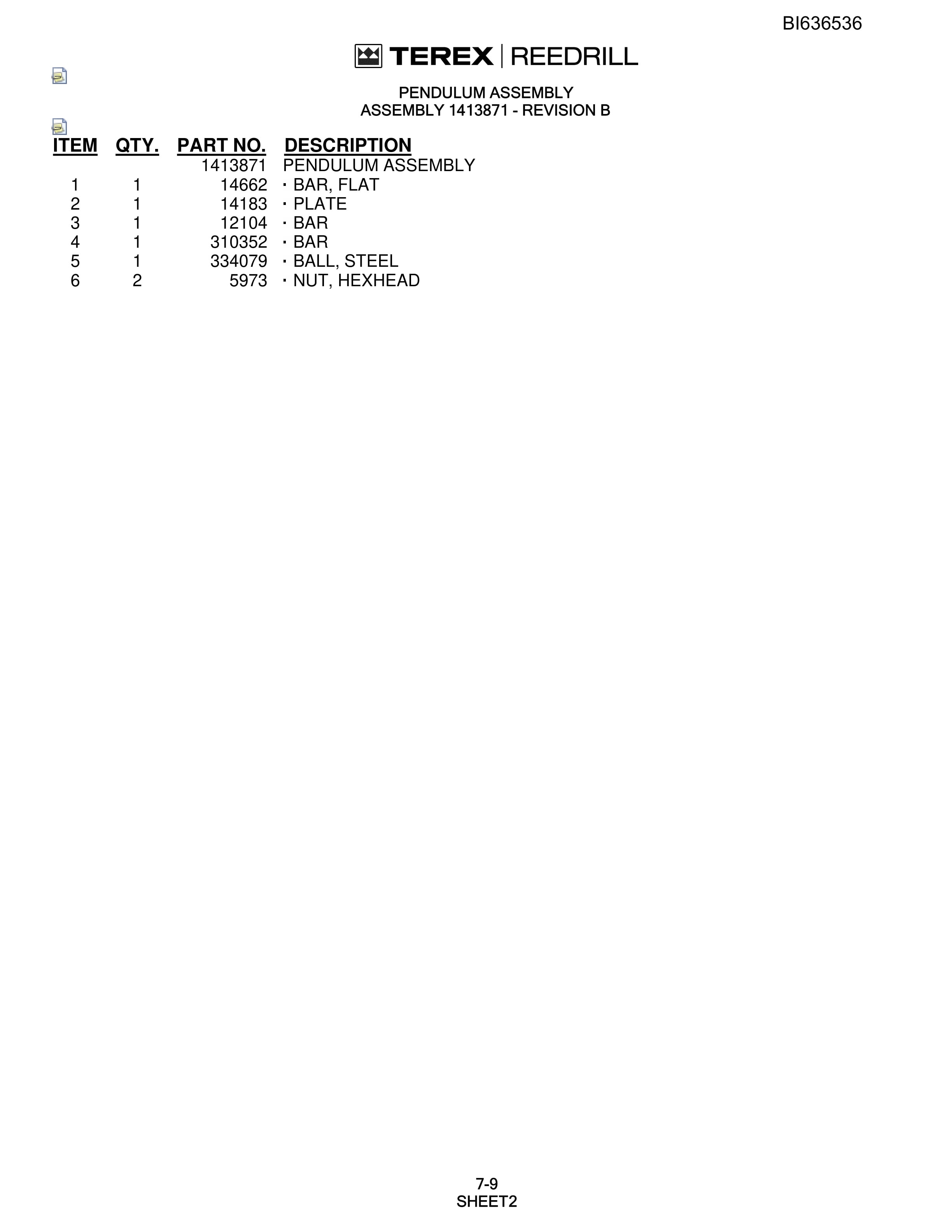 Bucyrus SD345S Hydra-Trac Self-Contained Hydraulic Track Drills Parts Catalog BI636536-3