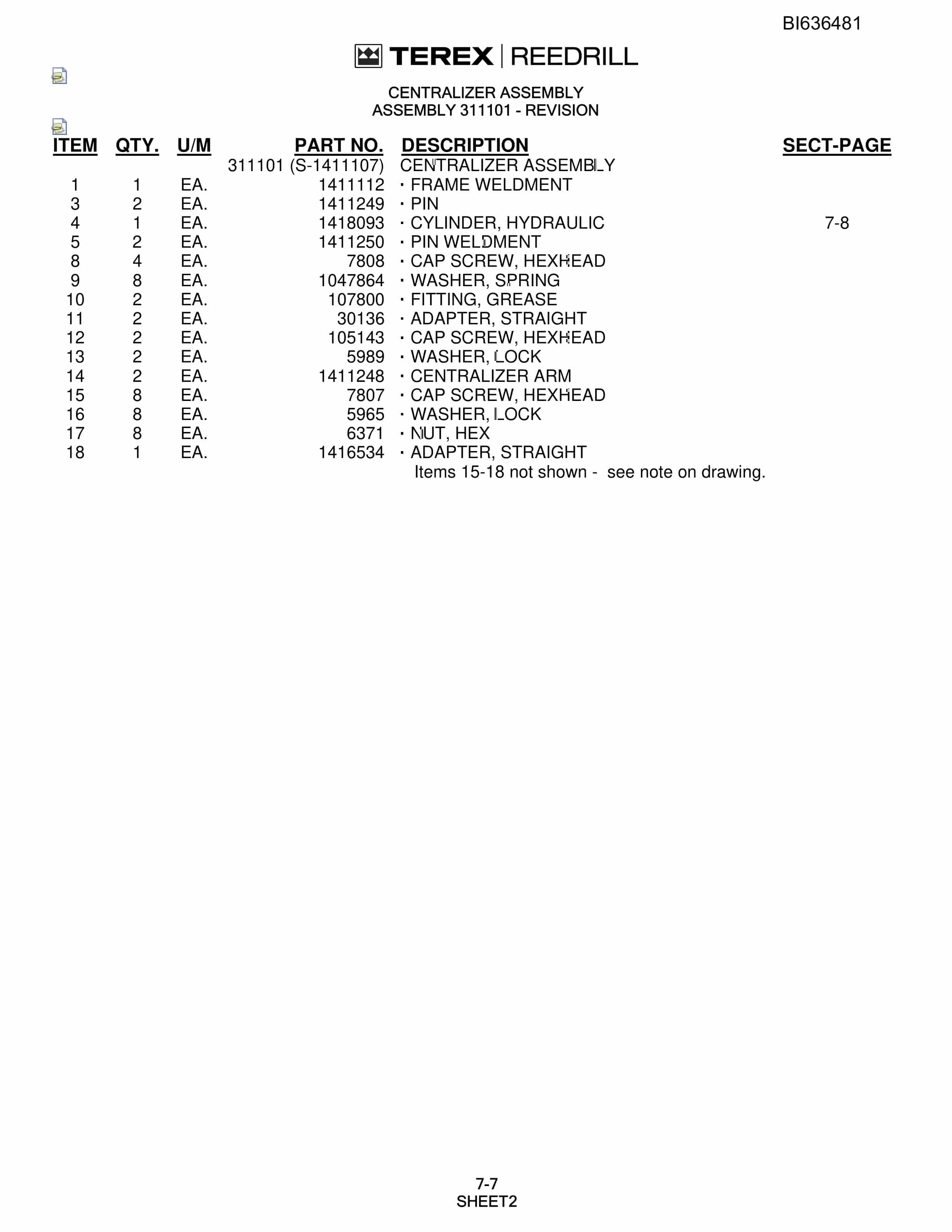 Bucyrus SD345S Parts Catalog BI636481-3
