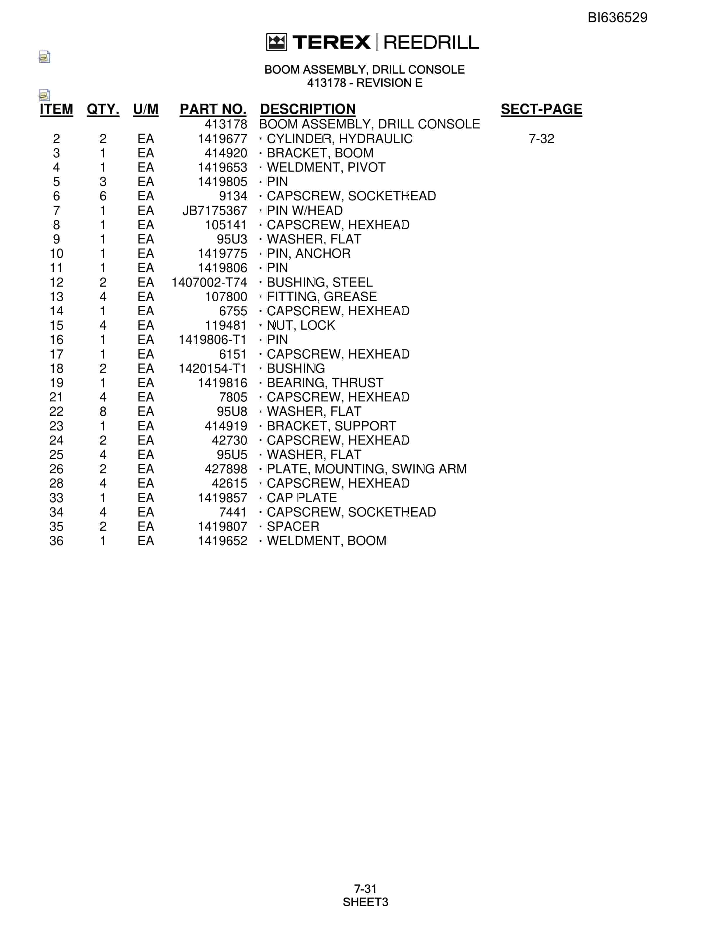 Bucyrus SD345S Parts Catalog BI636529-4