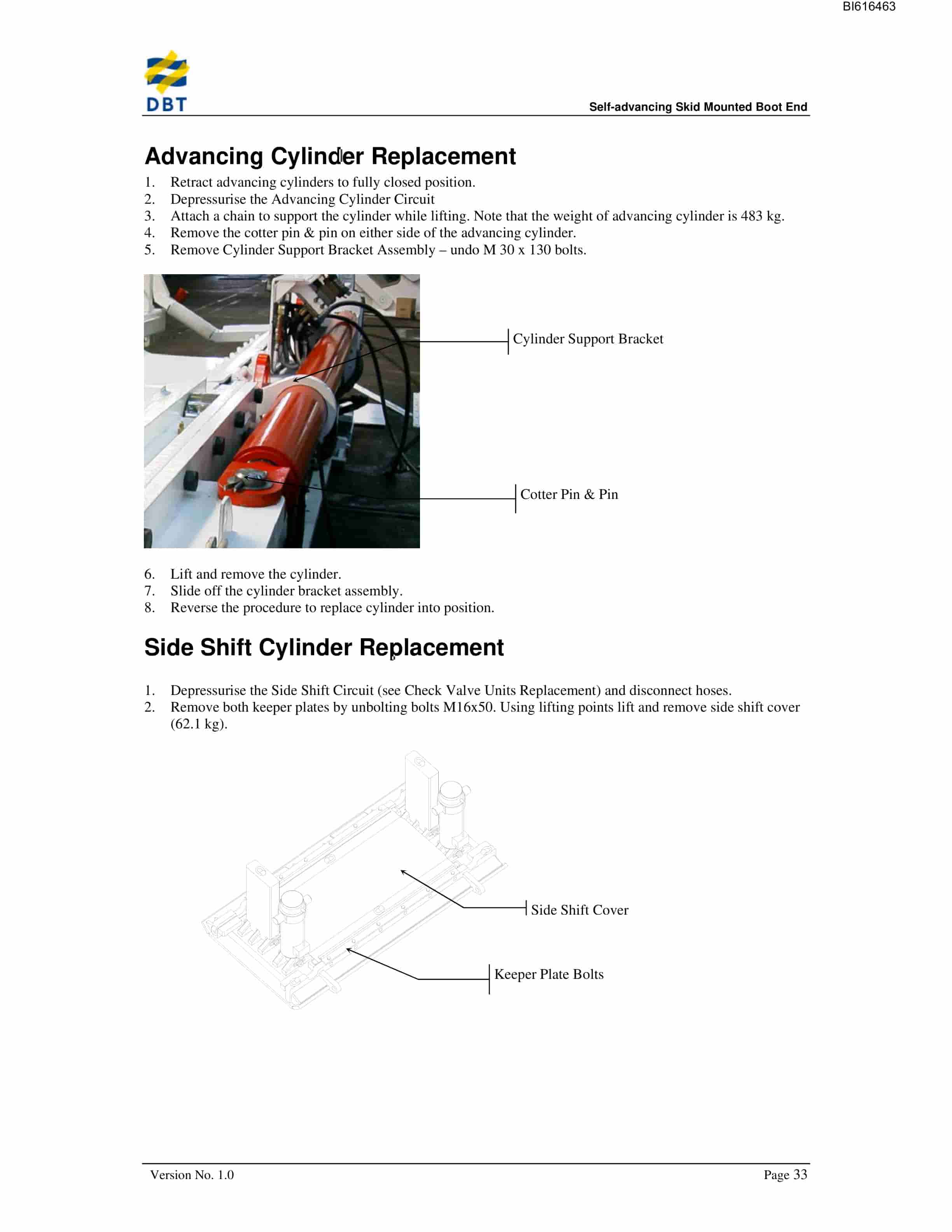 Bucyrus Self-Advancing Skid Mounted Boot End Technical Manual BI616463-5