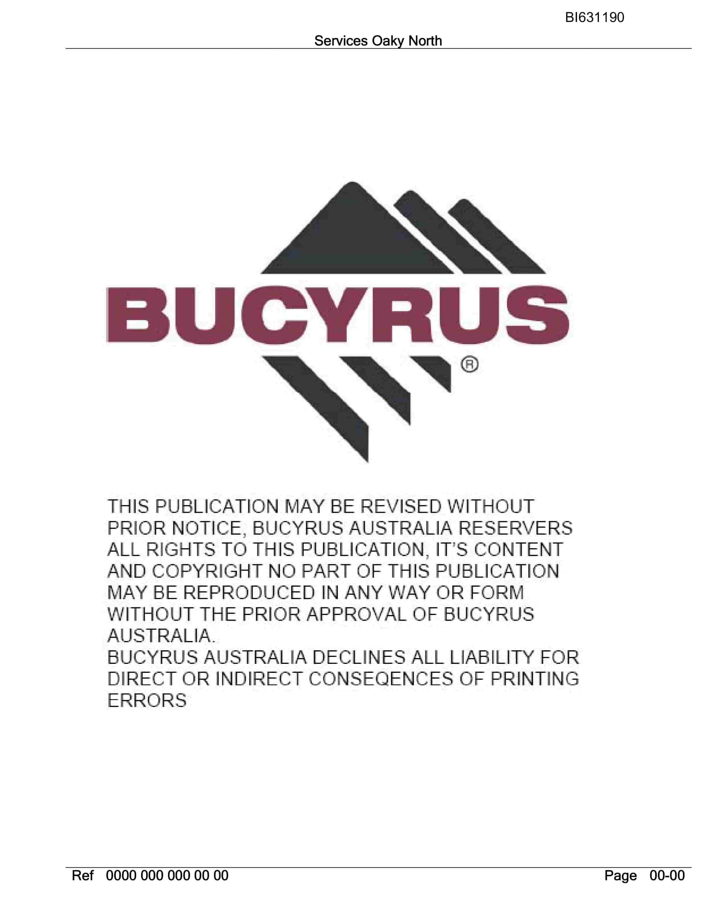 Bucyrus Services Oaky North Parts Catalog BI631190