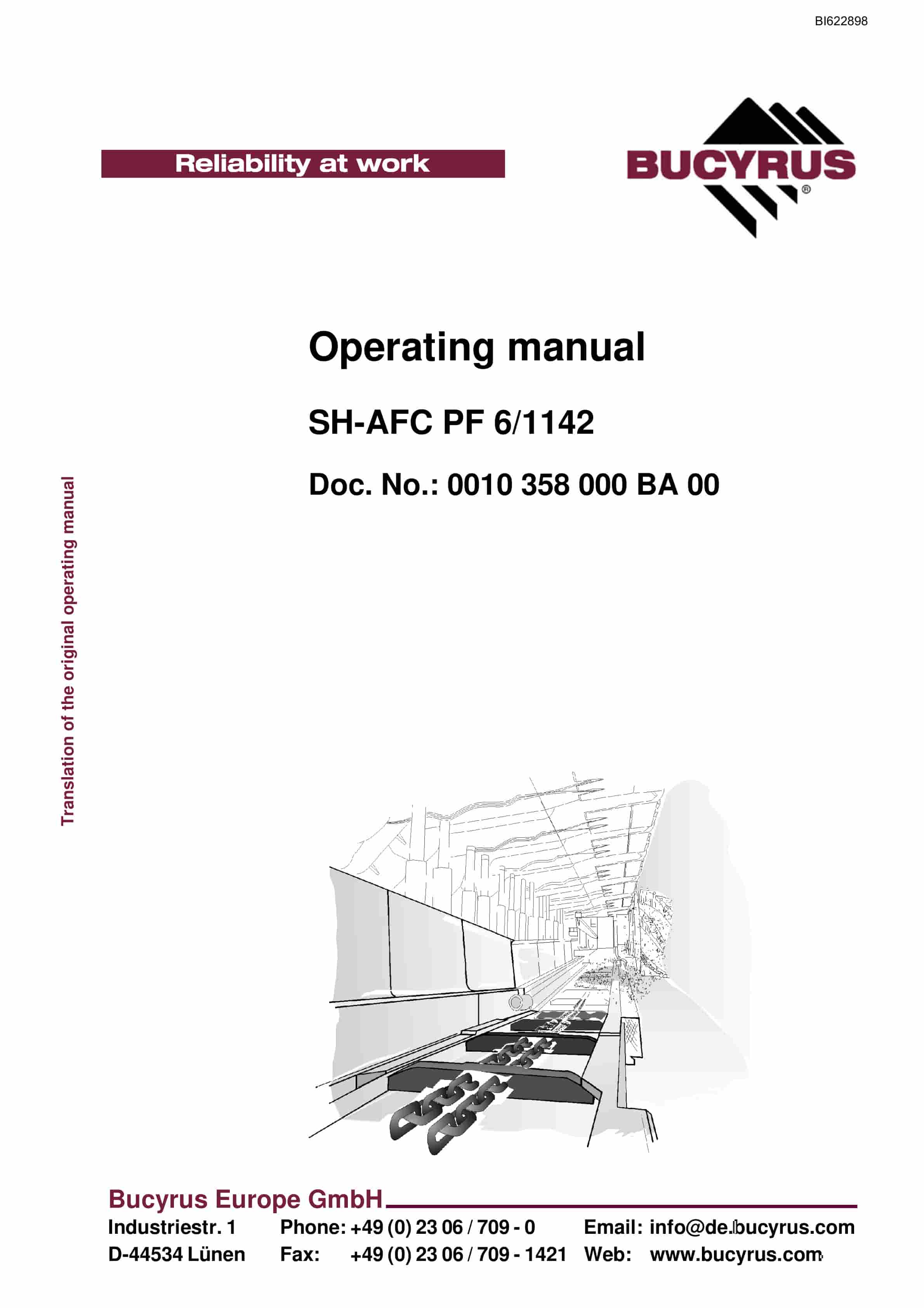 Bucyrus SH-AFC PF 6-1142 Operating Manual BI622898