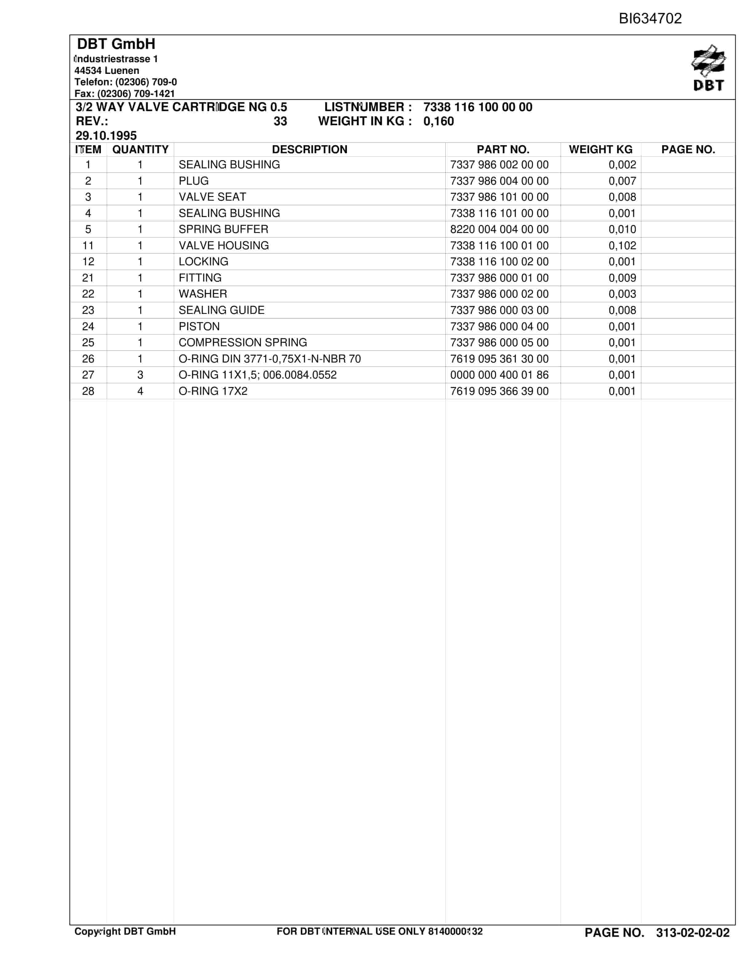 Bucyrus SH-AFC PF 6-1142 Parts Catalog BI634702-4