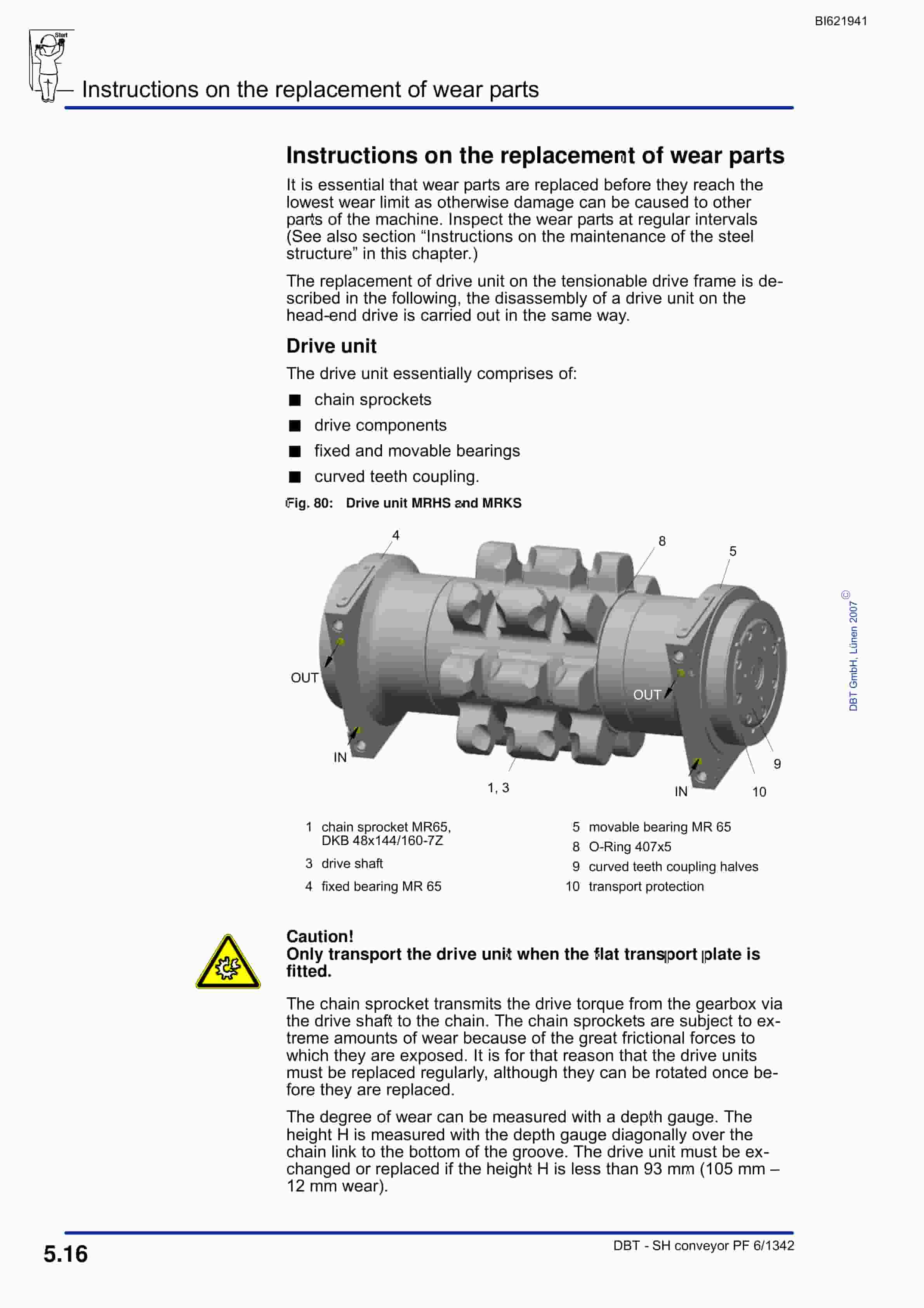 Bucyrus SH Conveyor PF 6-1342 Technical Manual BI621941-4